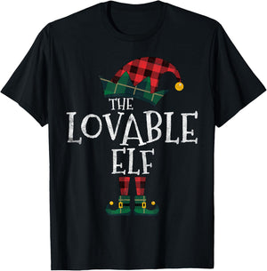 The Lovable Elf Matching Family Group Gift Funny Christmas T-Shirt - T-Shirt | Black