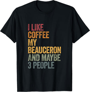 Coffee and my beauceron 3 people dog dogs saying gift T-Shirt - T-Shirt | Black