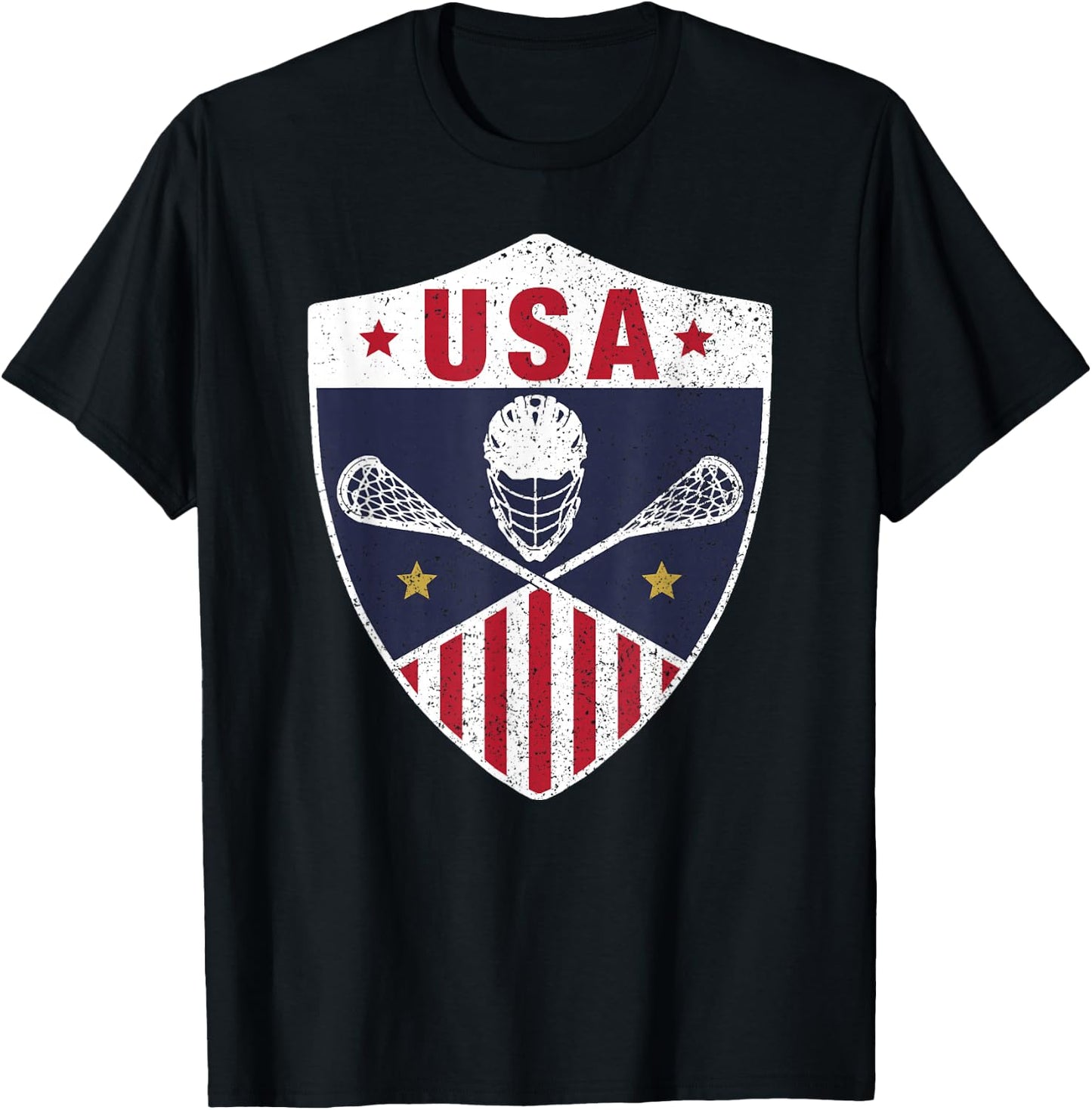 Retro America Lacrosse I Proud USA Lax Player Jersey T-Shirt - T-Shirt | Black