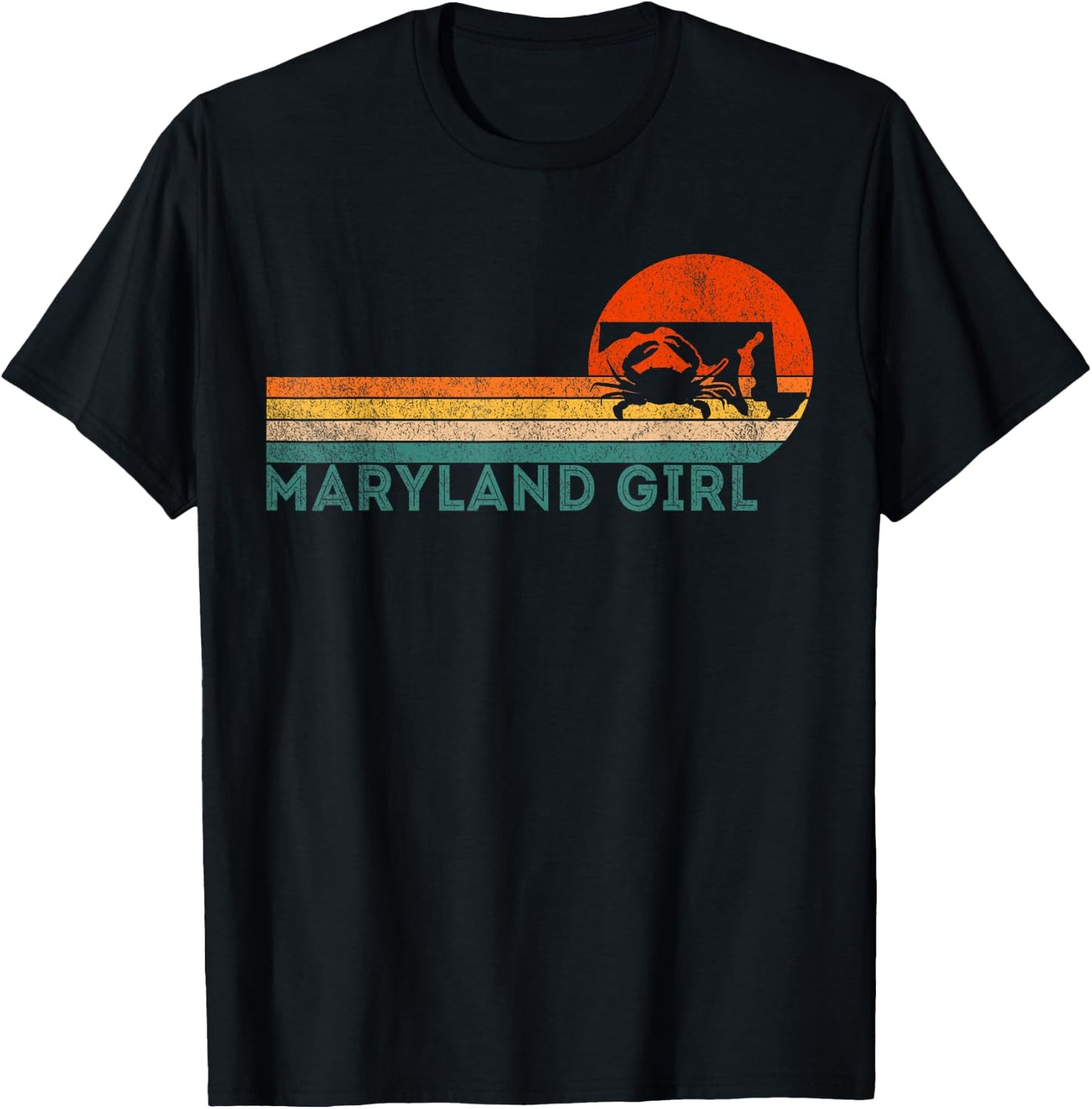 Maryland Girl Maryland Crab Maryland Blue Crab Retro T-Shirt - T-Shirt | Black