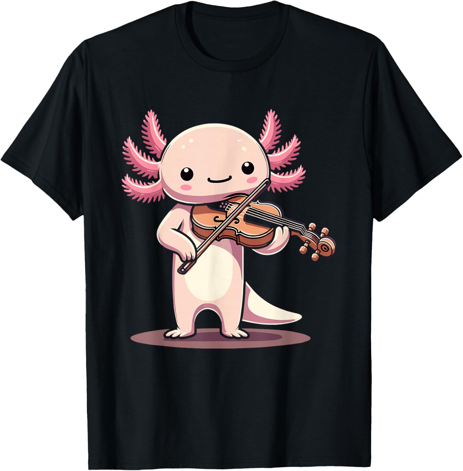 Cute Axolotl Playing Violin for Violinist Musical Orchestra T-Shirt - T-Shirt | Black