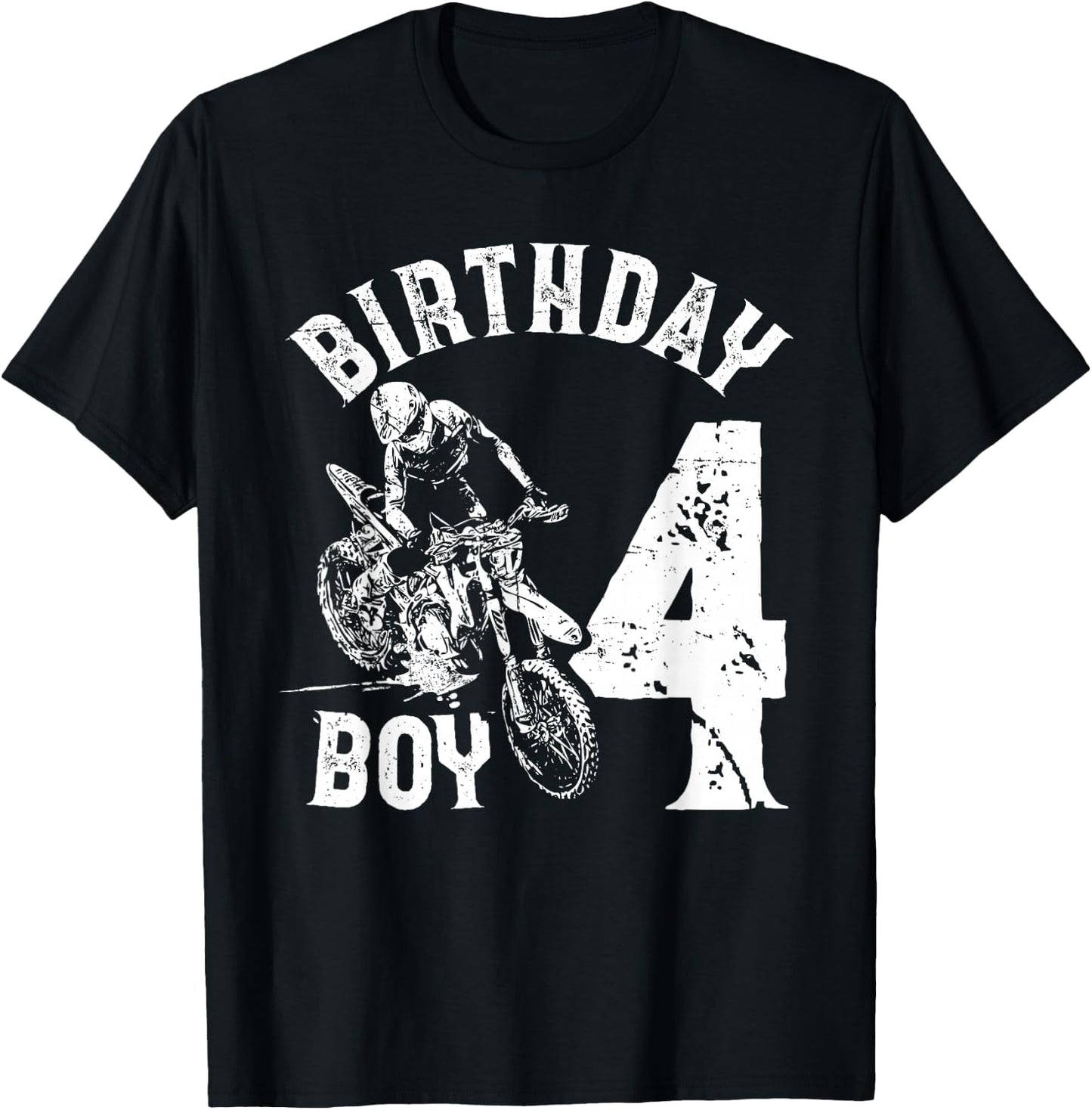 4 years old kid - Birthday boy - Dirt bike - Motorcycle T-Shirt - T-Shirt | Black