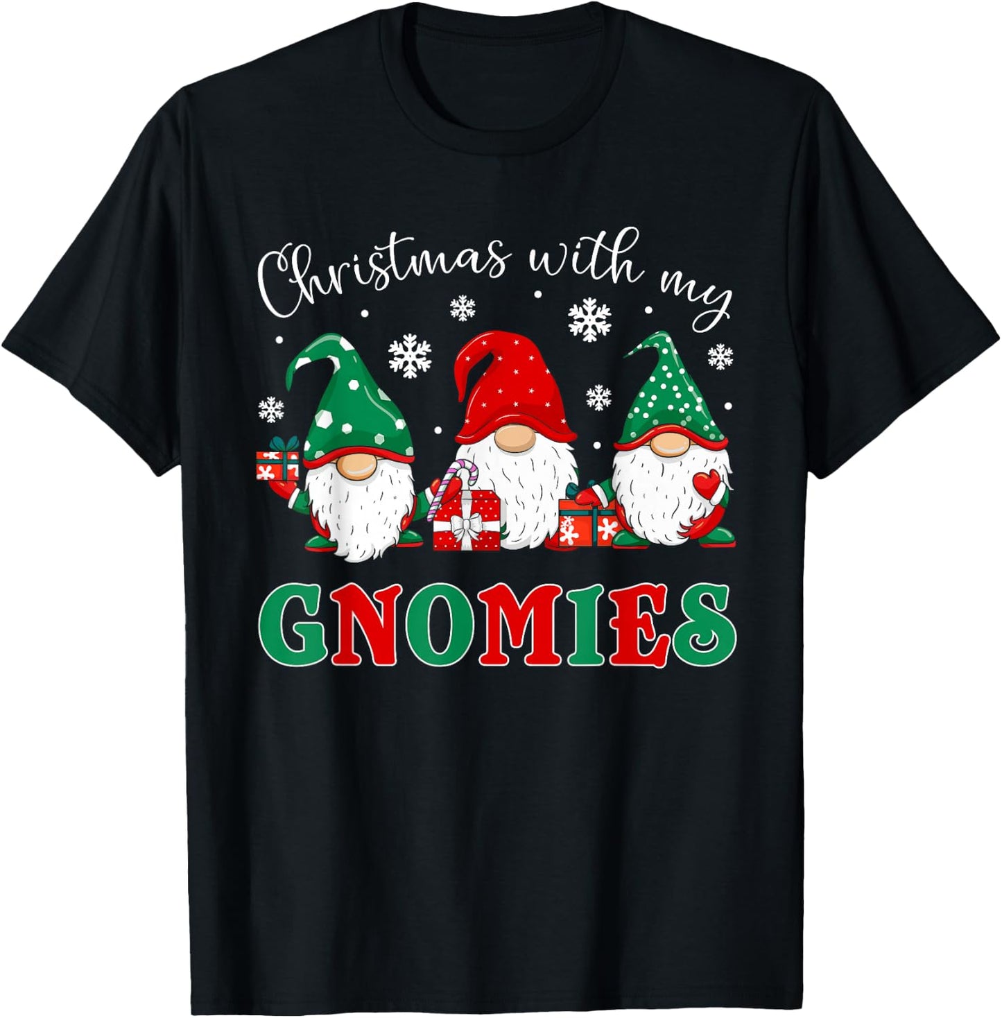 Christmas With My Gnomies Family Christmas Buffalo Plaid T-Shirt - T-Shirt | Black
