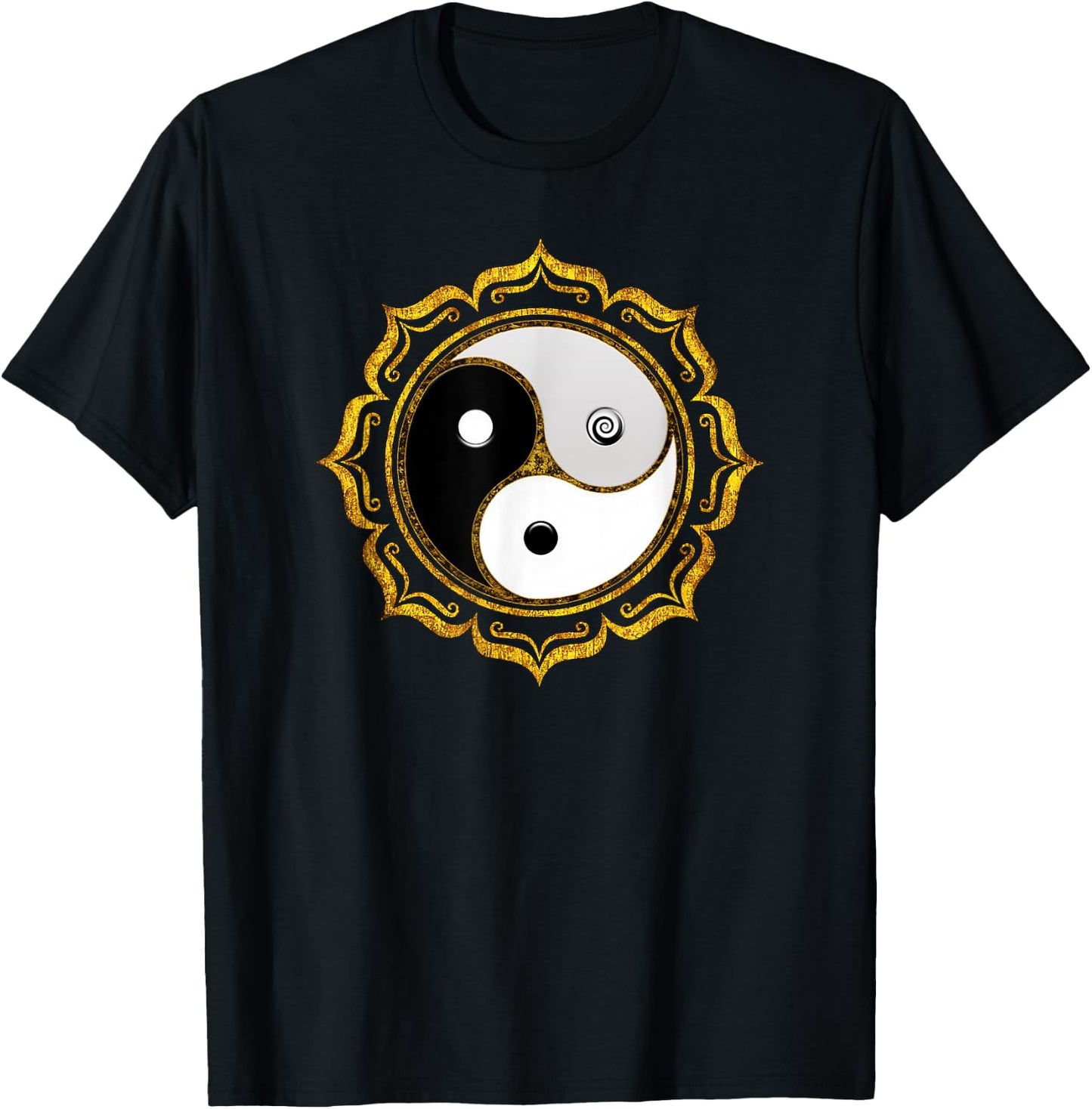 Triple Yin Yang, Lotus flower, Gankyil, Zen, Buddhism, Tao T-Shirt - T-Shirt | Black