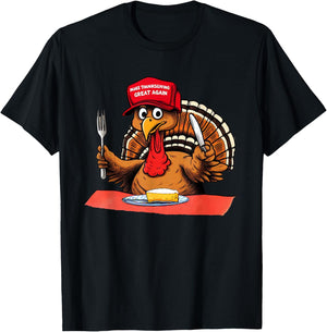 Make Thanksgiving Great Again Trump Turkey T-Shirt - T-Shirt | Black