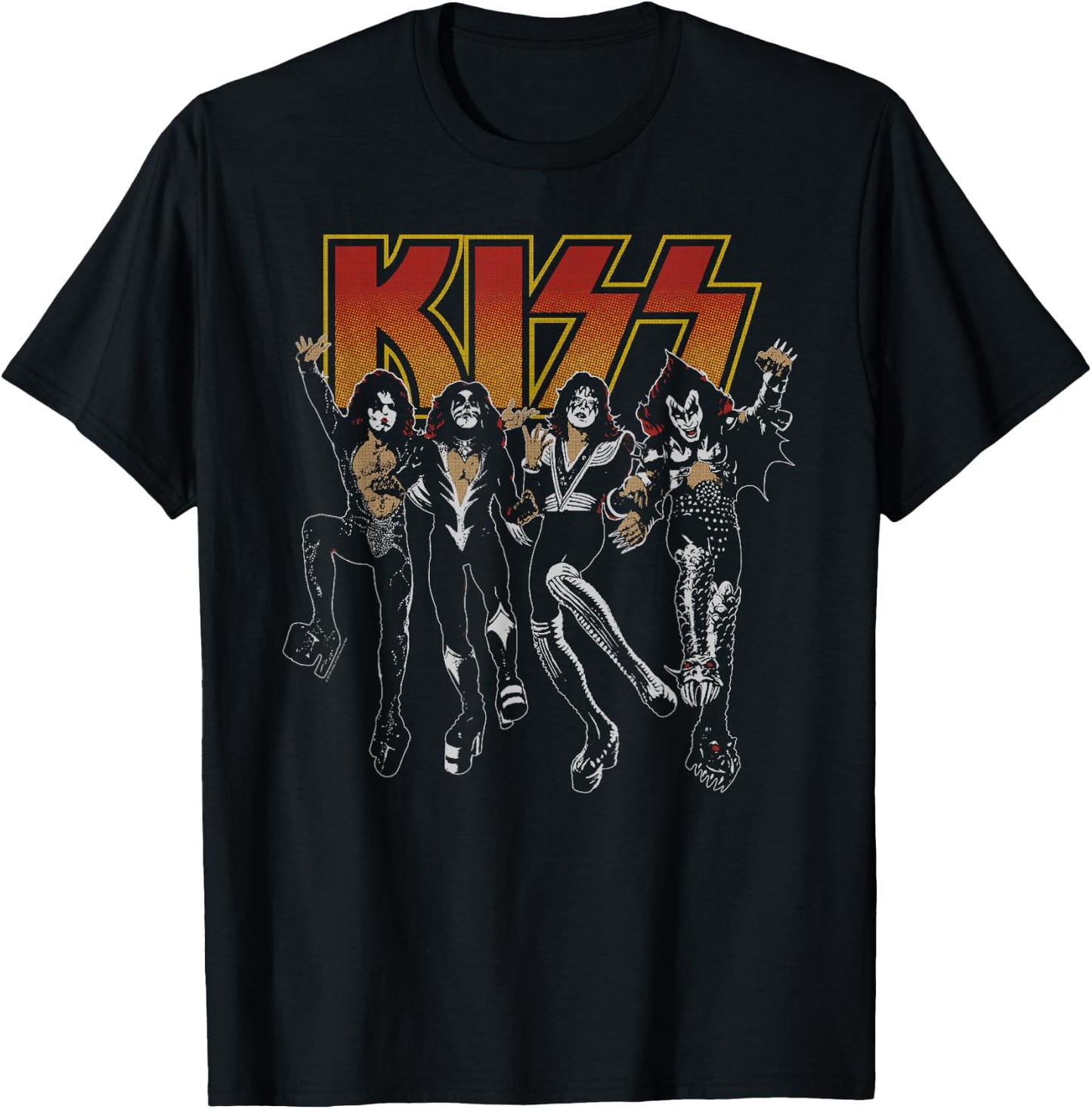 KISS Adult Slim Fit Black Cartoon T-Shirt - T-Shirt | Black