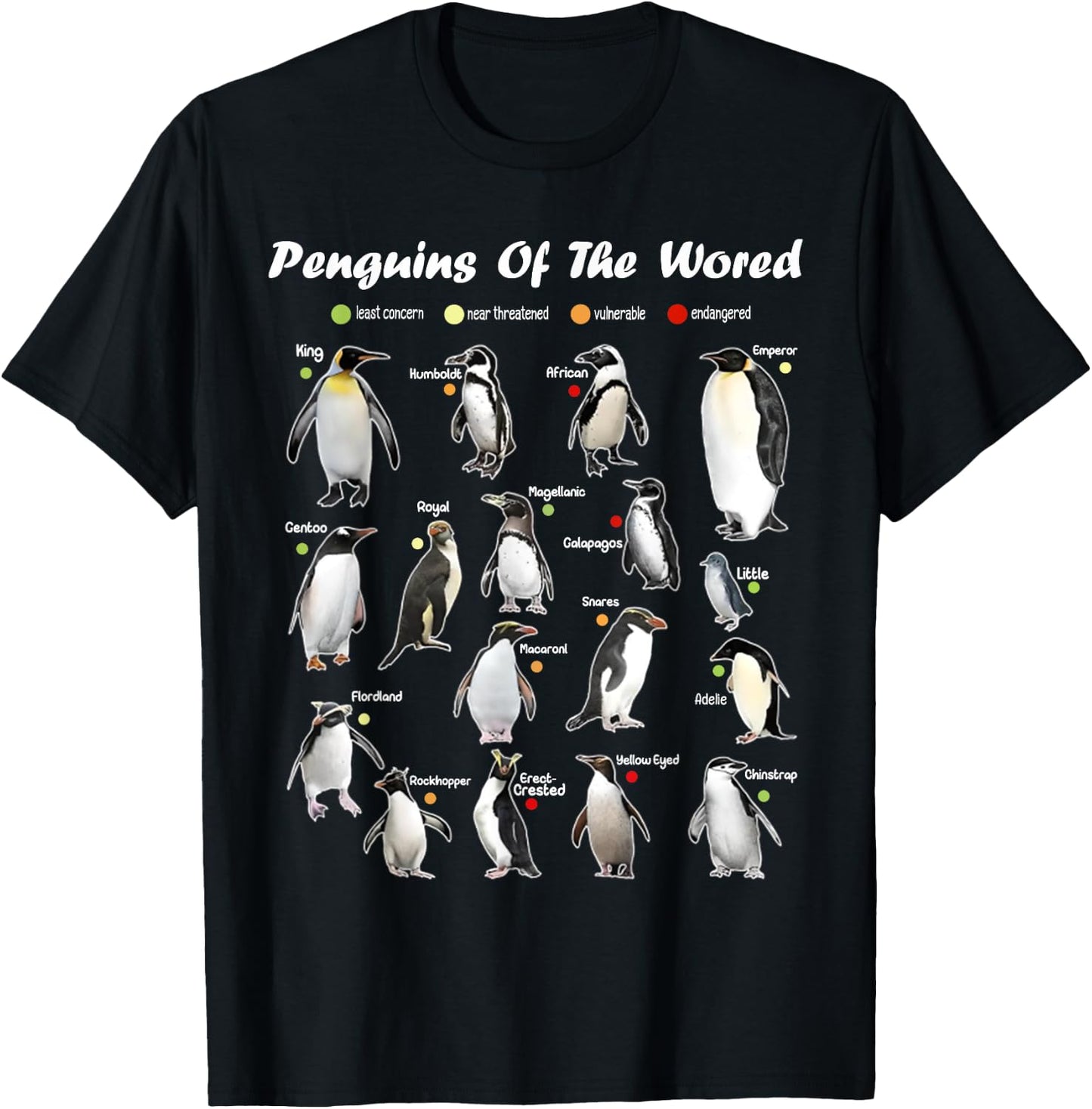 Funny Animals Graphic Penguins of the World Penguin Lover T-Shirt - T-Shirt | Black