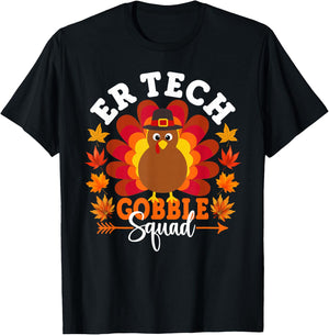 ER Tech Gobble Squad Funny Turkey Thanksgiving T-Shirt - T-Shirt | Black