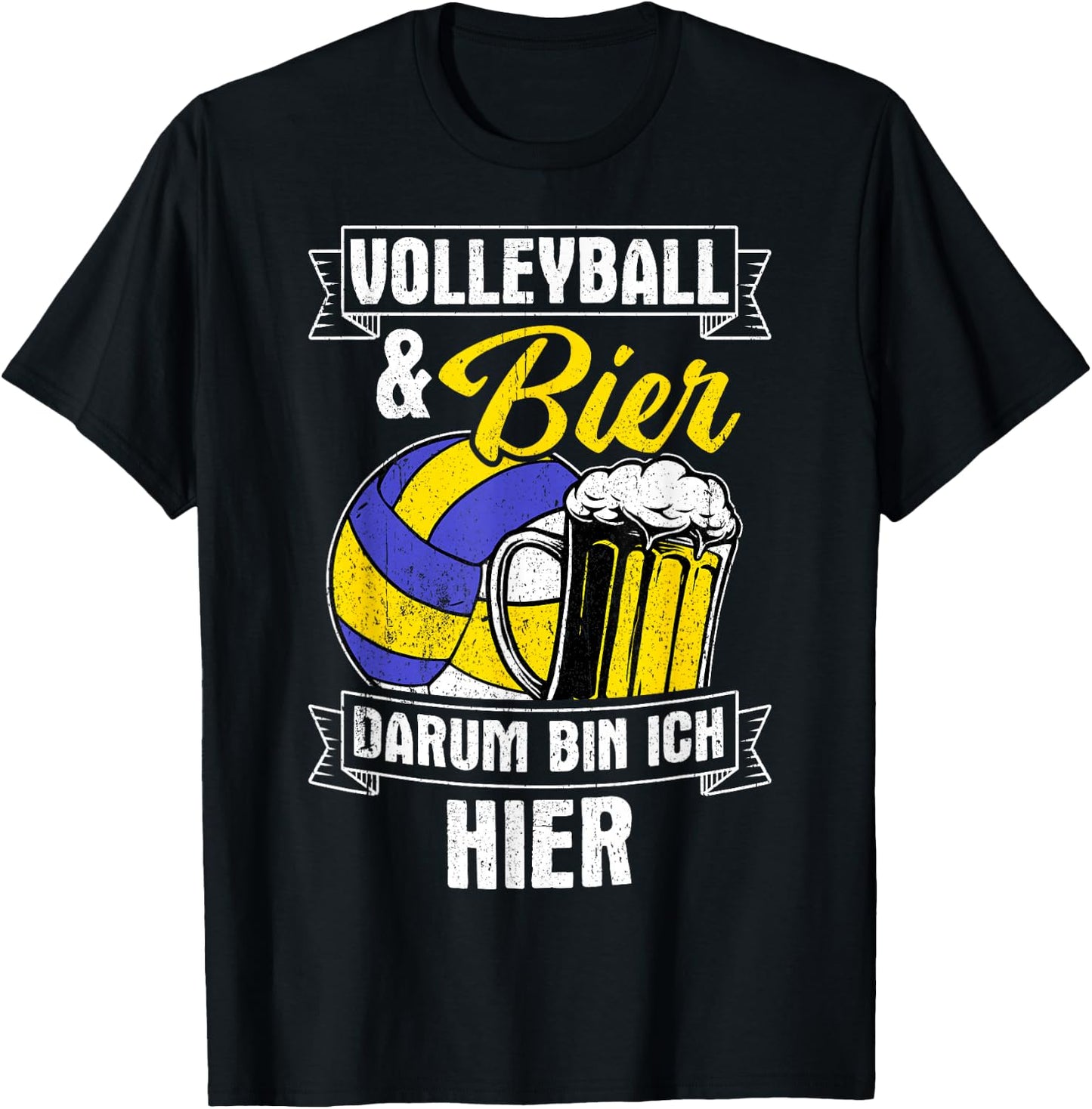 Volleyball & Bier Darum Bin Ich Hier Sauftour Volleyball T-Shirt - T-Shirt | Black