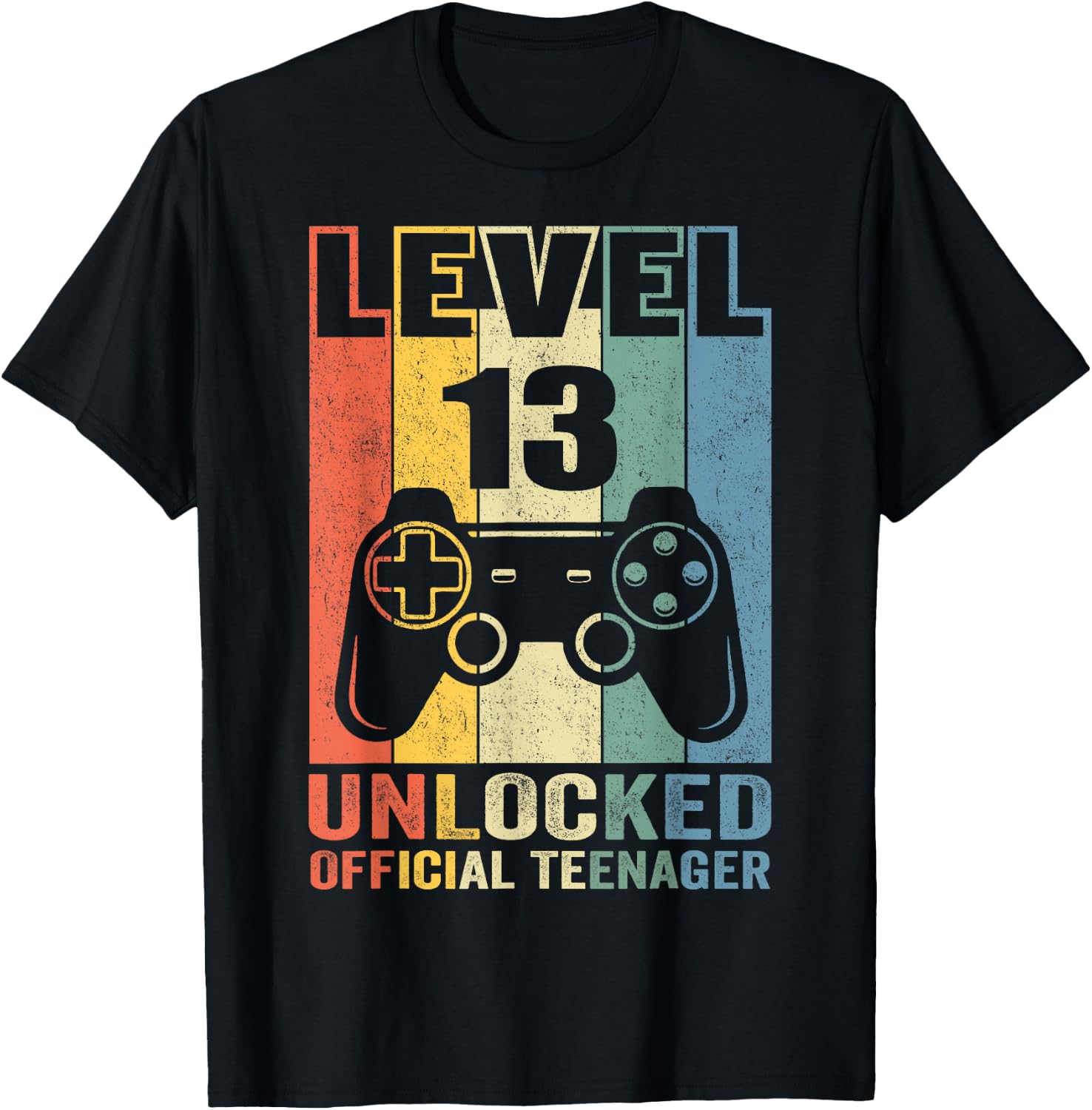 Official Teenager 13th Birthday Gift Level 13 Unlocked T-Shirt - T-Shirt | Black