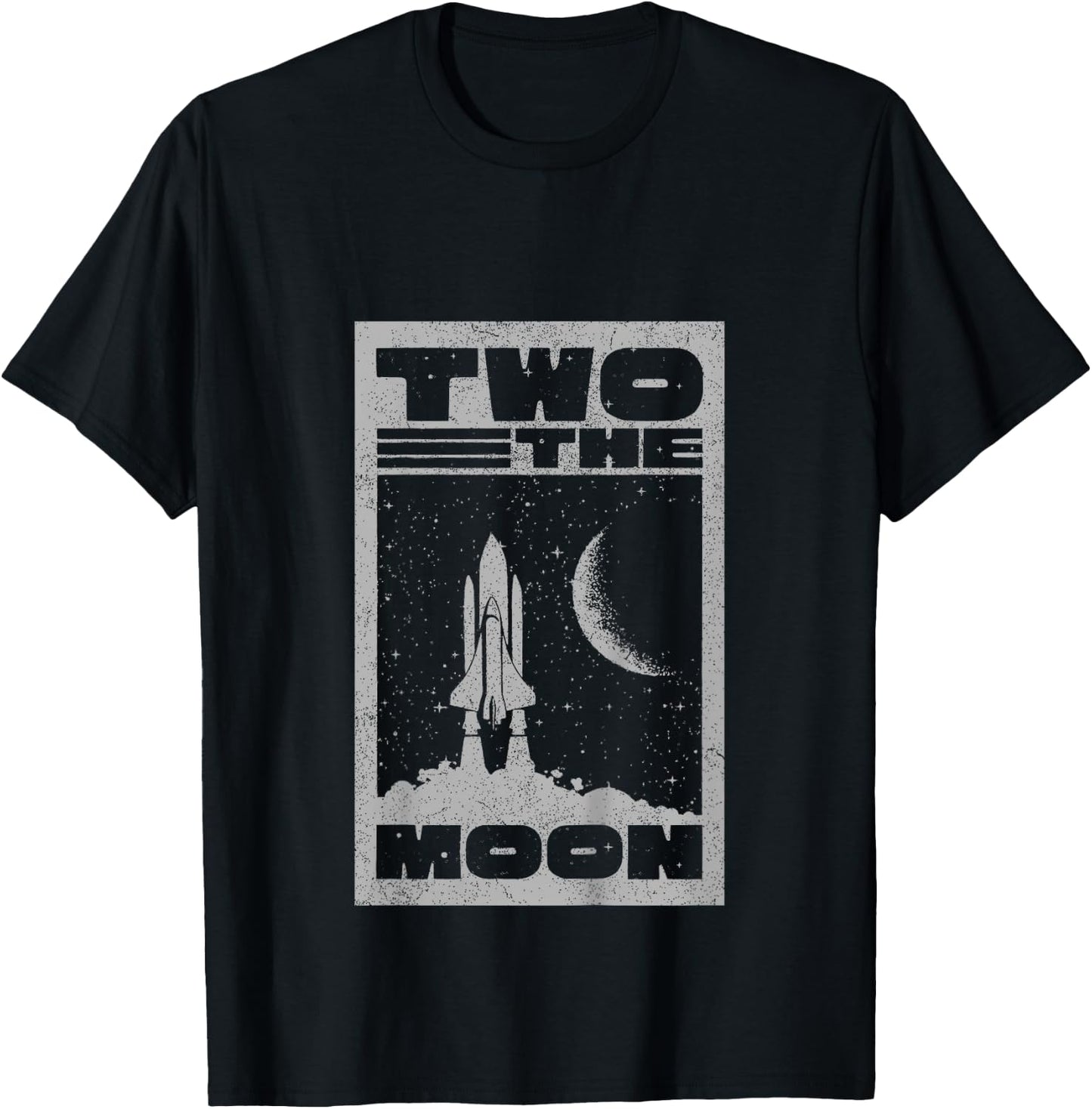 Vintage Retro Two The Moon 2 Year Old 2nd Birthday Party T-Shirt - T-Shirt | Black