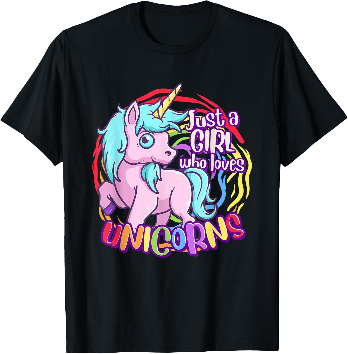 Cute Unicorn Just A Girl Who Loves Unicorn T-Shirt - T-Shirt | Black