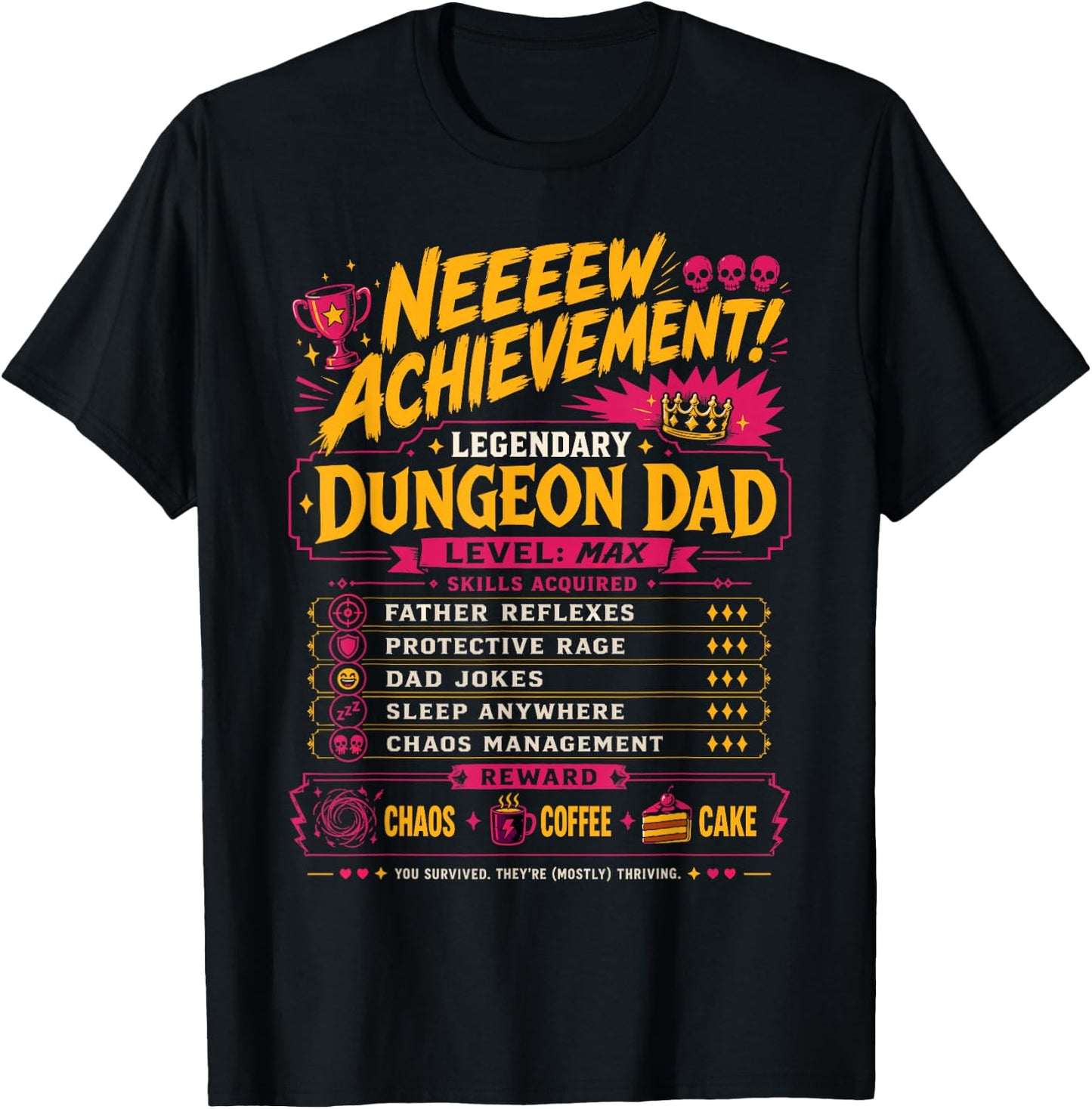 Happy Fathers Day Crawler New Achievement Gamer Dad USA T-Shirt - T-Shirt | Black