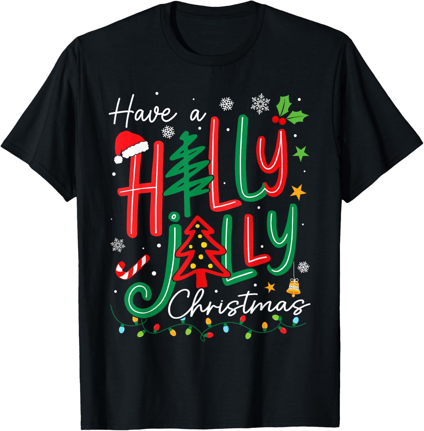 Have A Holly Xmas Jolly Christmas Tree Men Women Kid T-Shirt - T-Shirt | Black