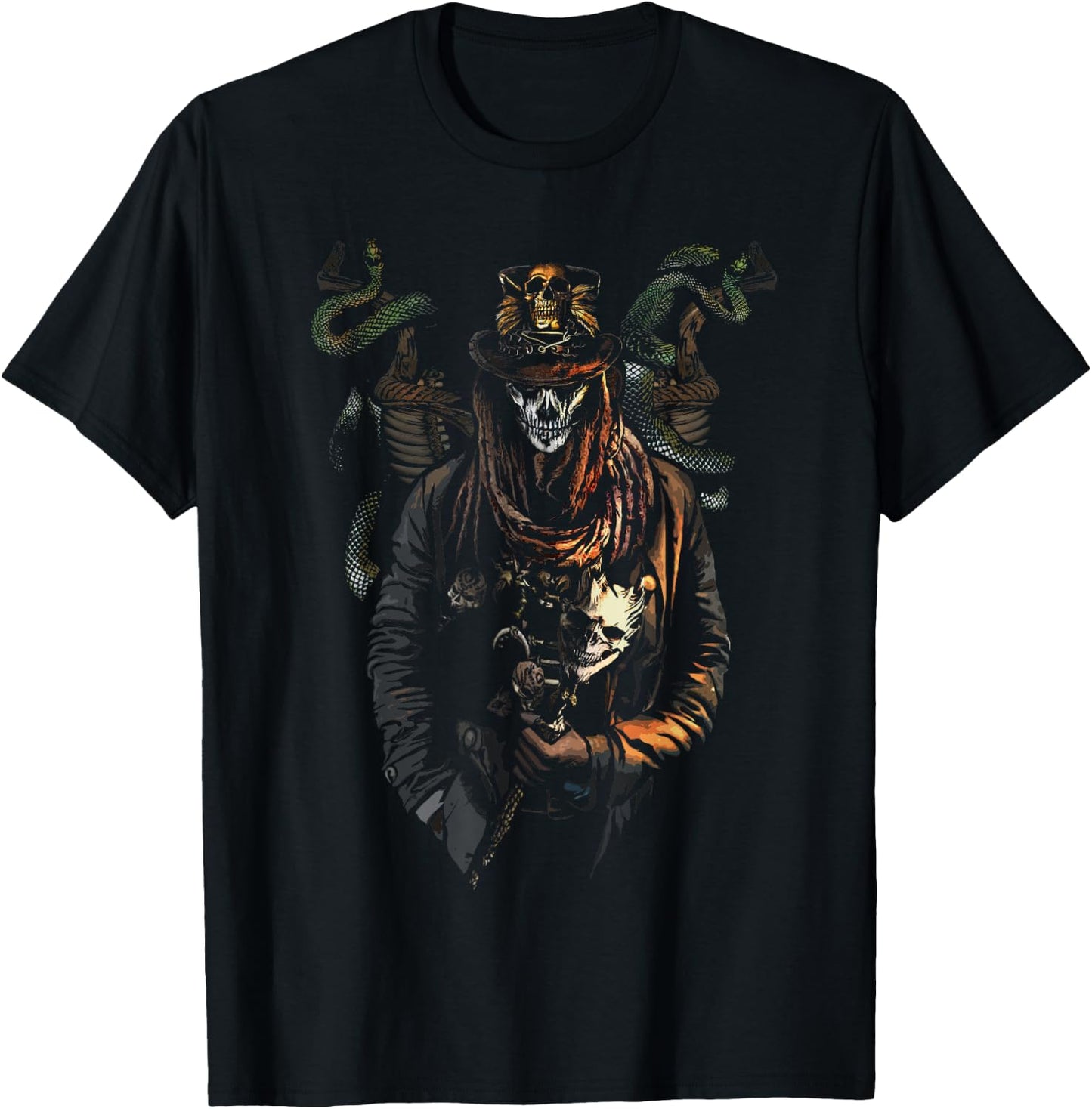 Voodoo Witch Doctor skulls Horror Scary Creepy Halloween T-Shirt - T-Shirt | Black