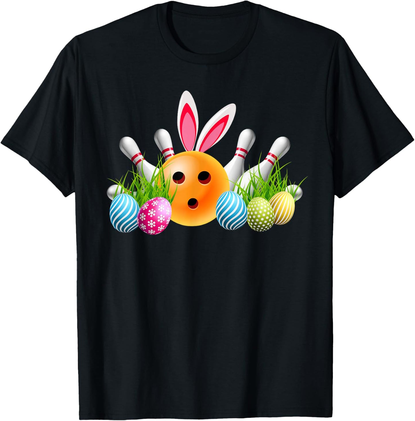 Bowling Easter Bunny Bowling Ball Shirt Bowling Easter T-Shirt - T-Shirt | Black