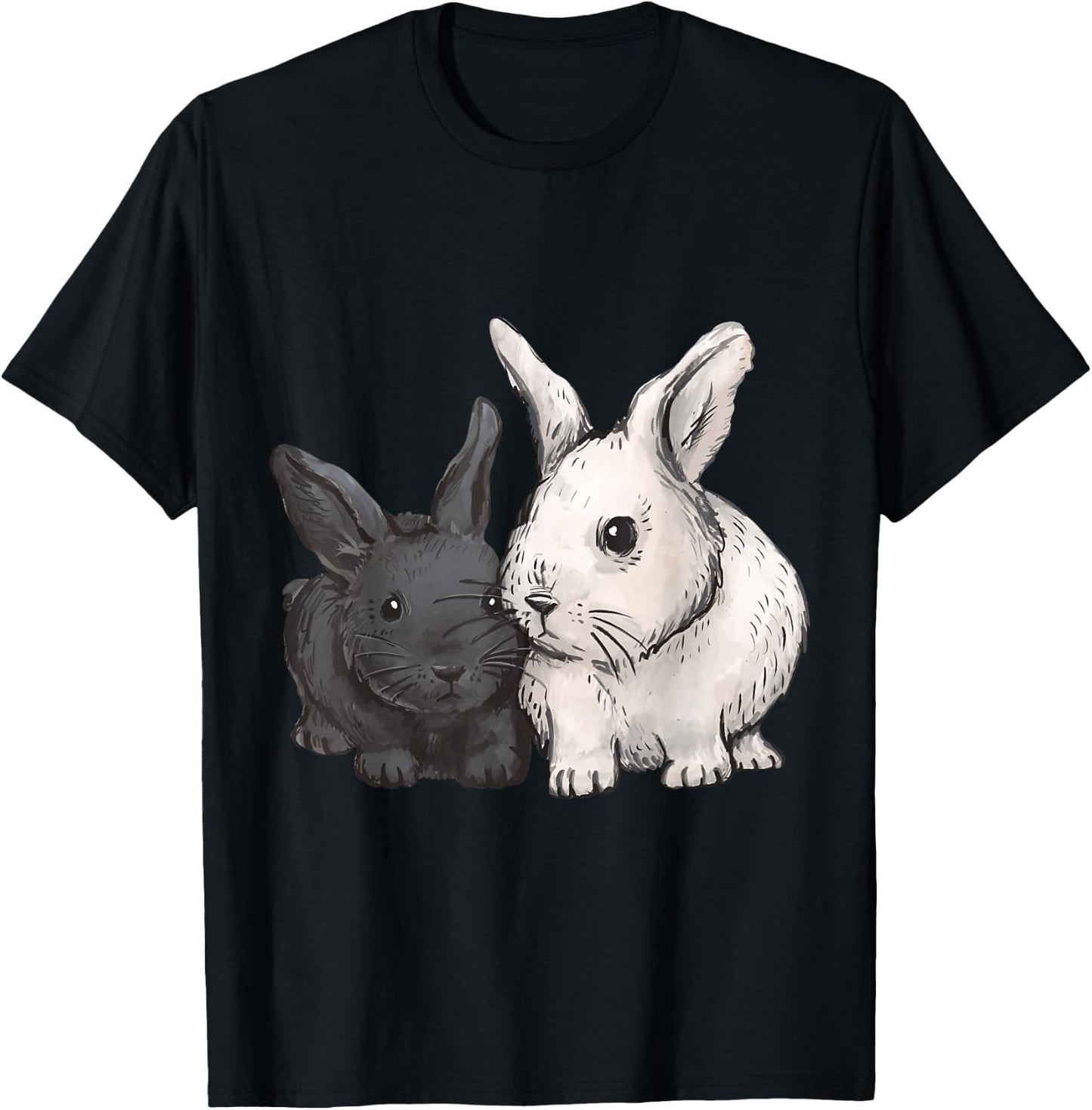 Rabbit Animal Print , black T-Shirt - T-Shirt | Black