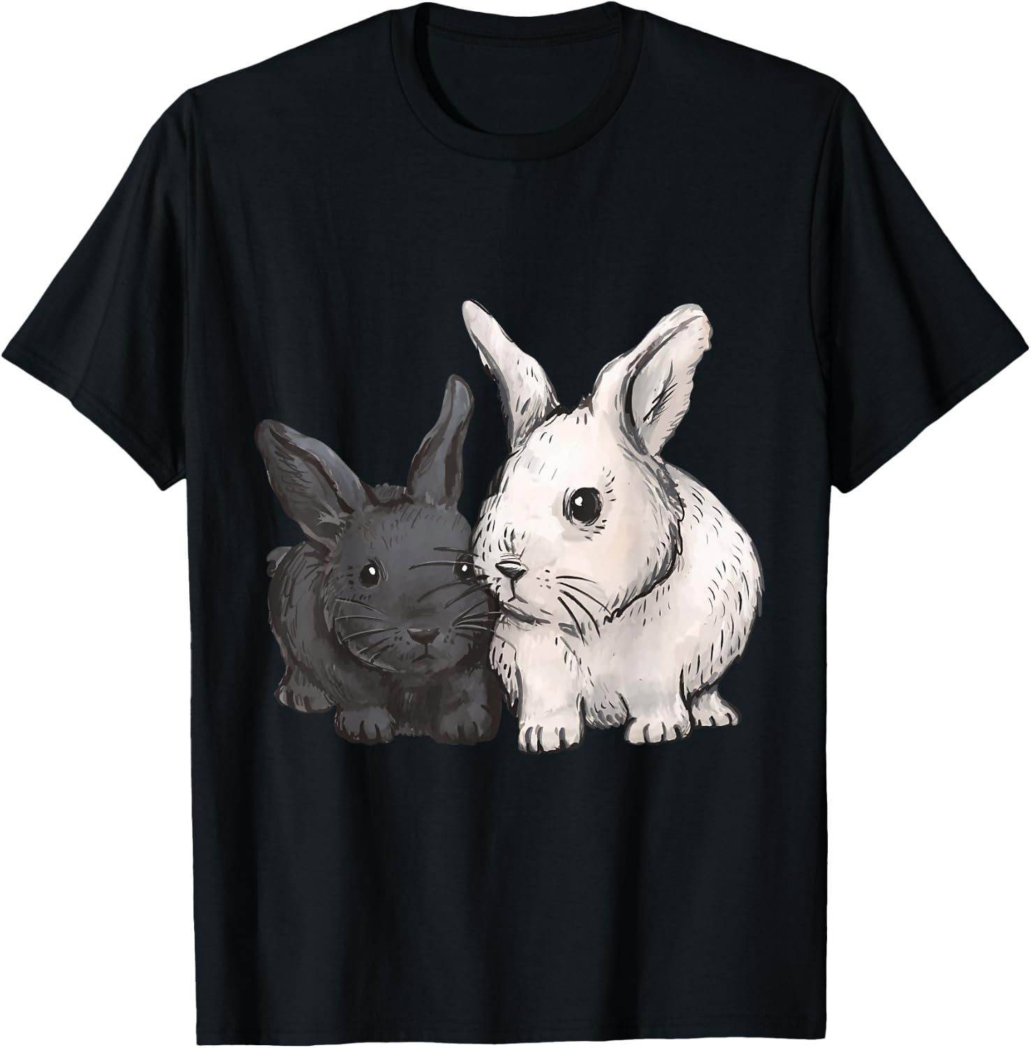 Rabbit Animal Print , black T-Shirt - T-Shirt | Black