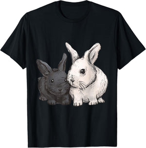 Rabbit Animal Print , black T-Shirt - T-Shirt | Black