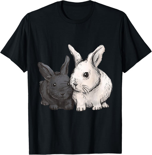 Rabbit Animal Print , black T-Shirt - T-Shirt | Black