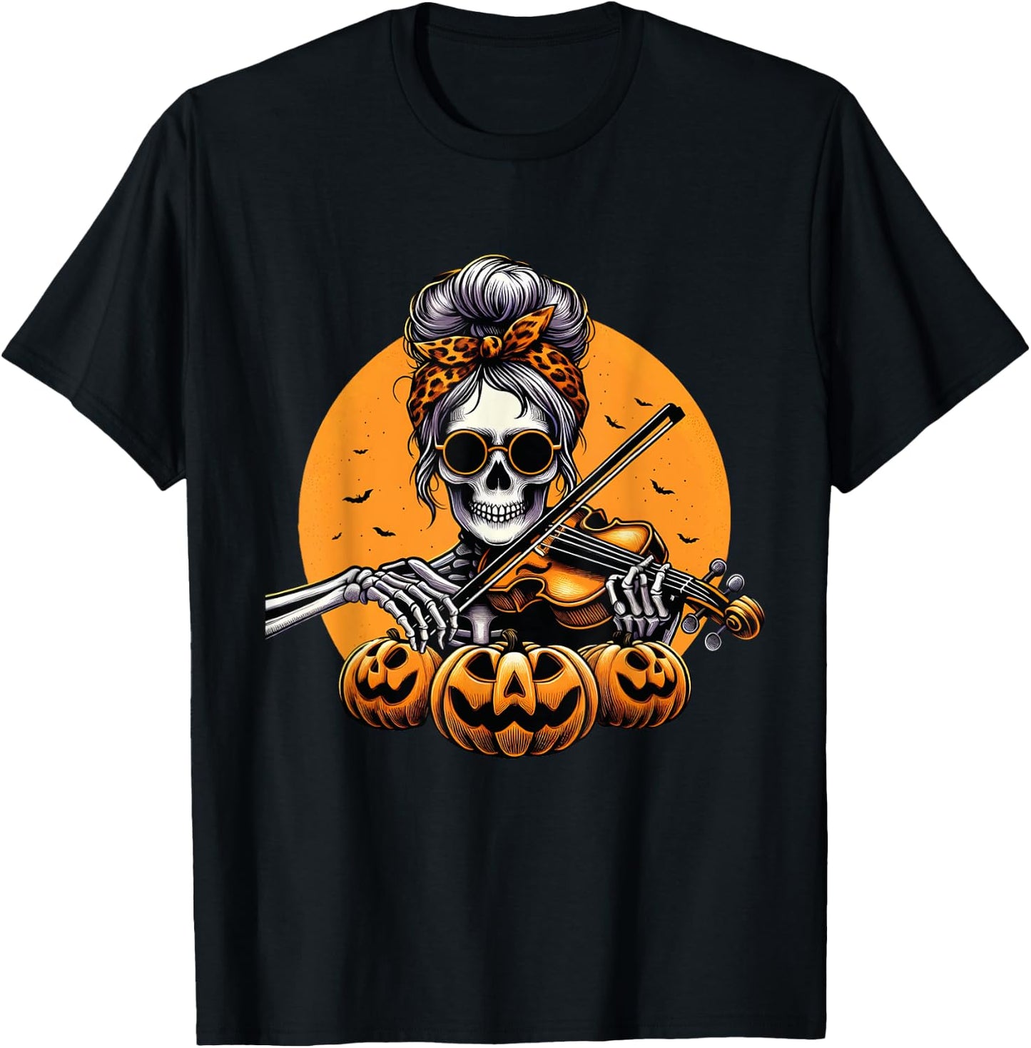 Skeleton Violin Player Halloween Costume Violinist Musician T-Shirt - T-Shirt | Black