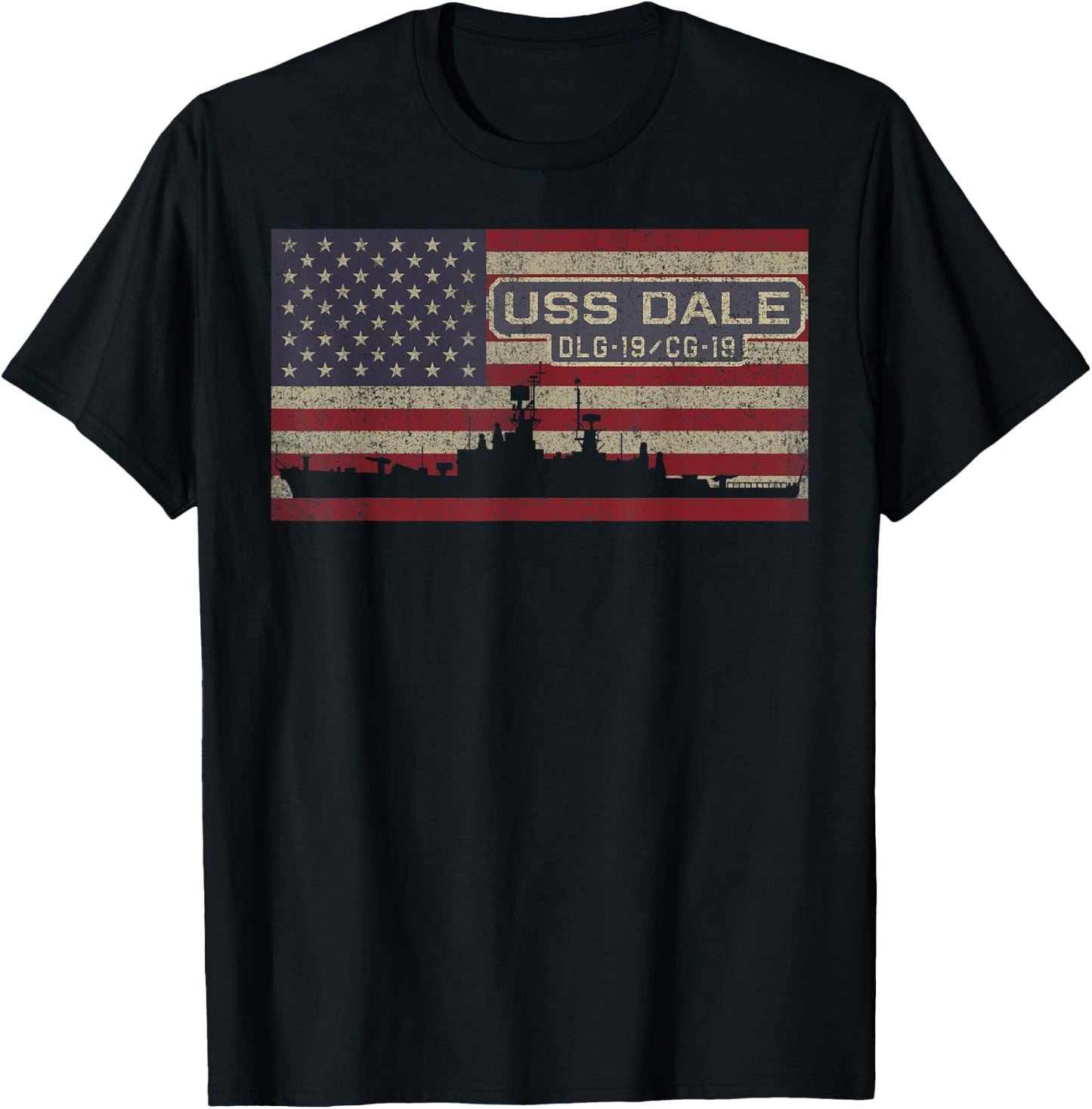 USS Dale DLG-19 CG-19 Destroyer Cruiser Ship USA Flag Kids Men T-Shirt - T-Shirt | Black