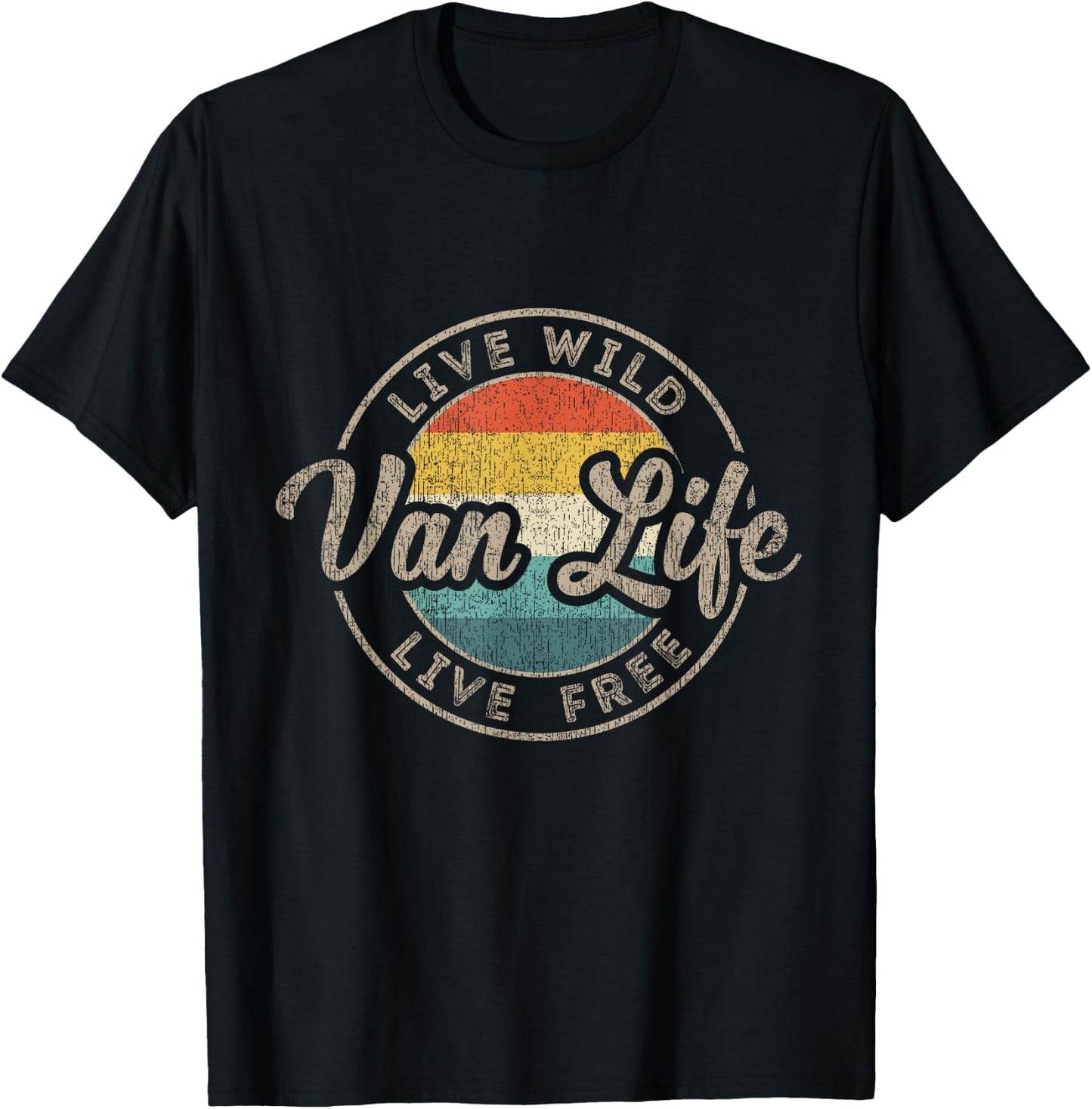 Van Life Clothing Retro Vintage Van Resident Vanlife Nomads , black T-Shirt - T-Shirt | Black