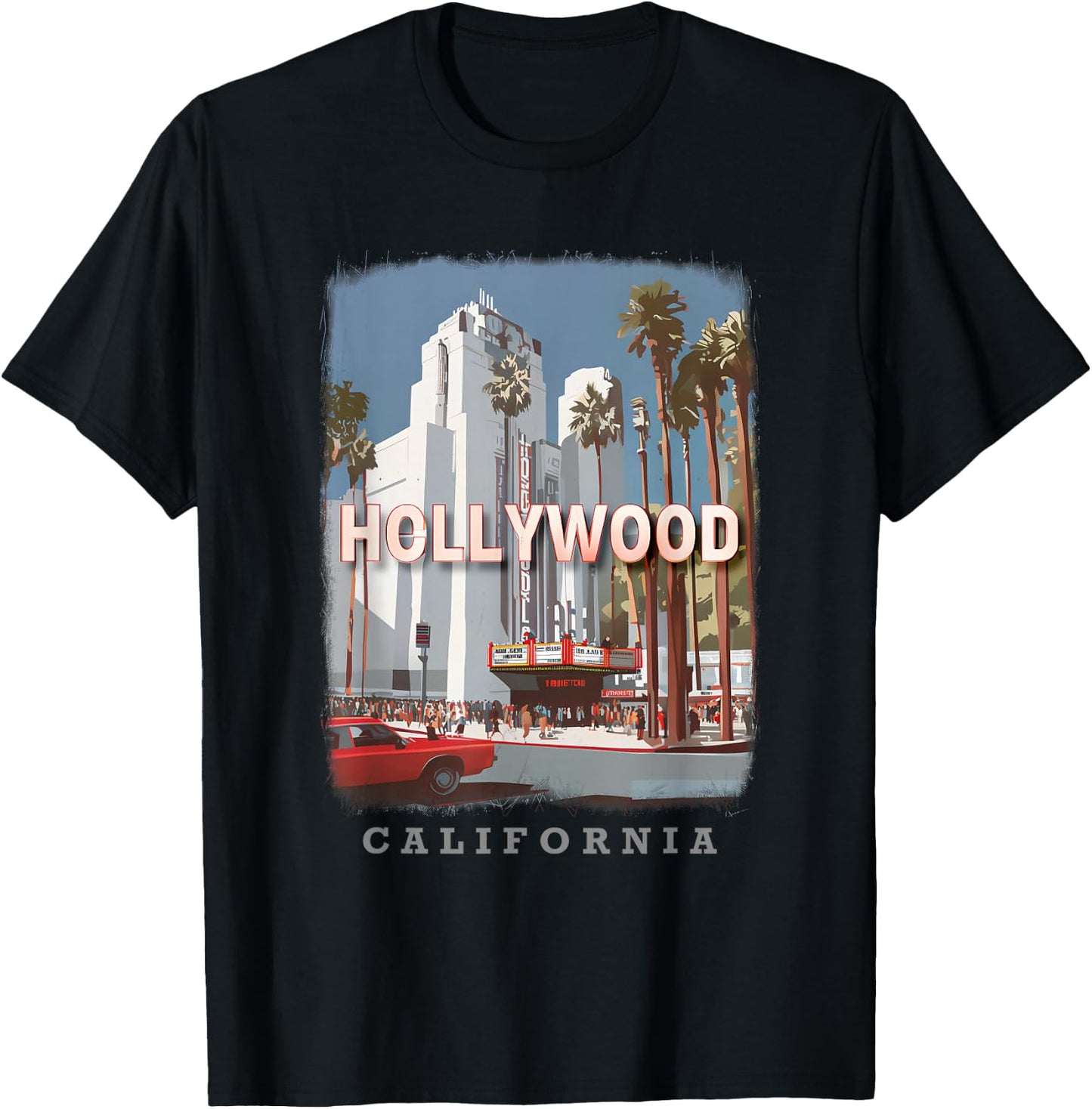 Hollywood California Los Angeles CA Hollywood Icons SD915 T-Shirt - T-Shirt | Black