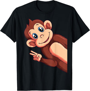 Affen Äffchen Jungen Mädchen Kinder Damen T-Shirt - T-Shirt | Black