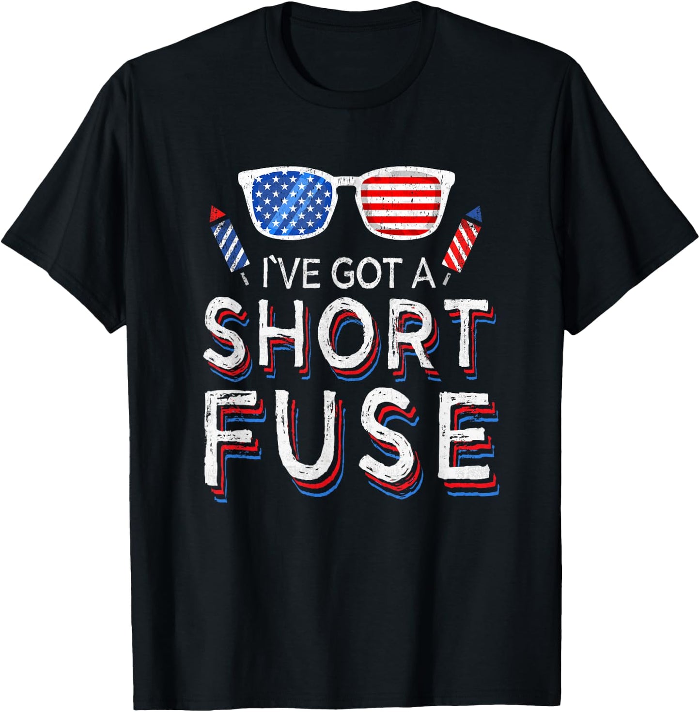 Fireworks Short Fuse 4th Of July Patriotic Women Men T-Shirt - T-Shirt | Black