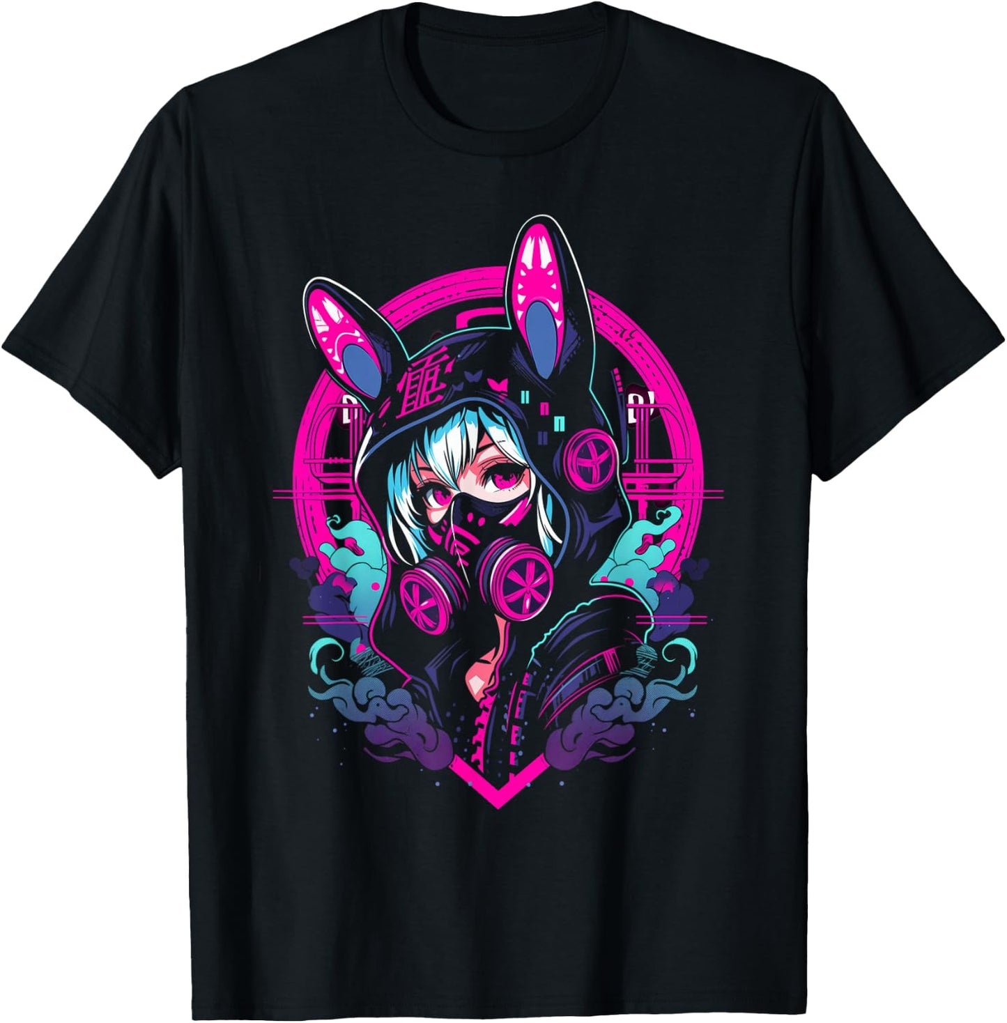 Anime Manga Cyberpunk Aesthetic Techwear Harajuku | Bunny T-Shirt - T-Shirt | Black
