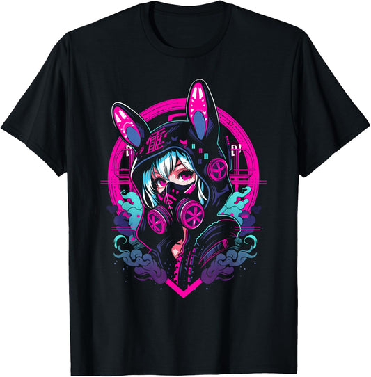 Anime Manga Cyberpunk Aesthetic Techwear Harajuku | Bunny T-Shirt - T-Shirt | Black