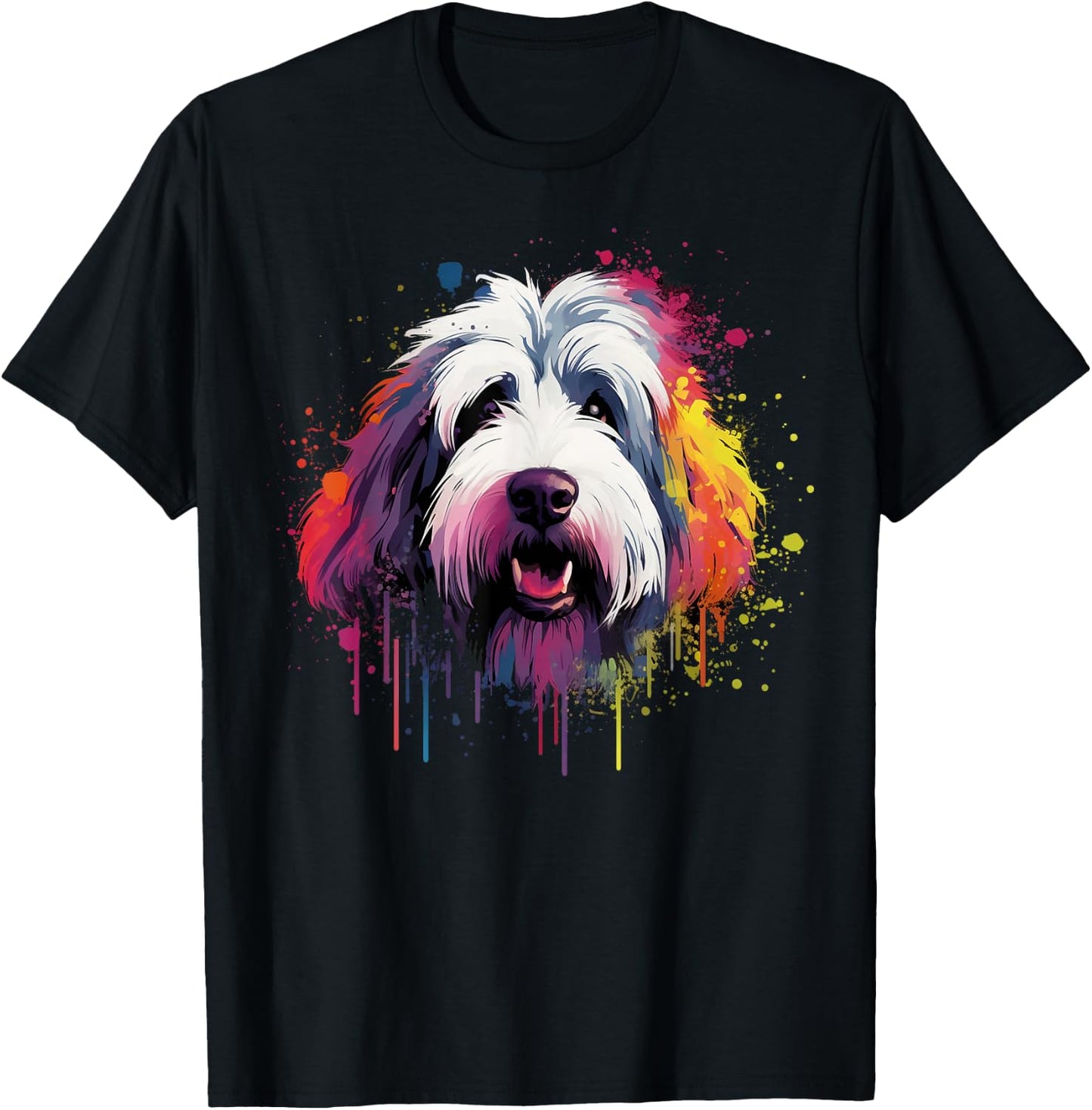 Cute Old English Sheepdog T-Shirt - T-Shirt | Black