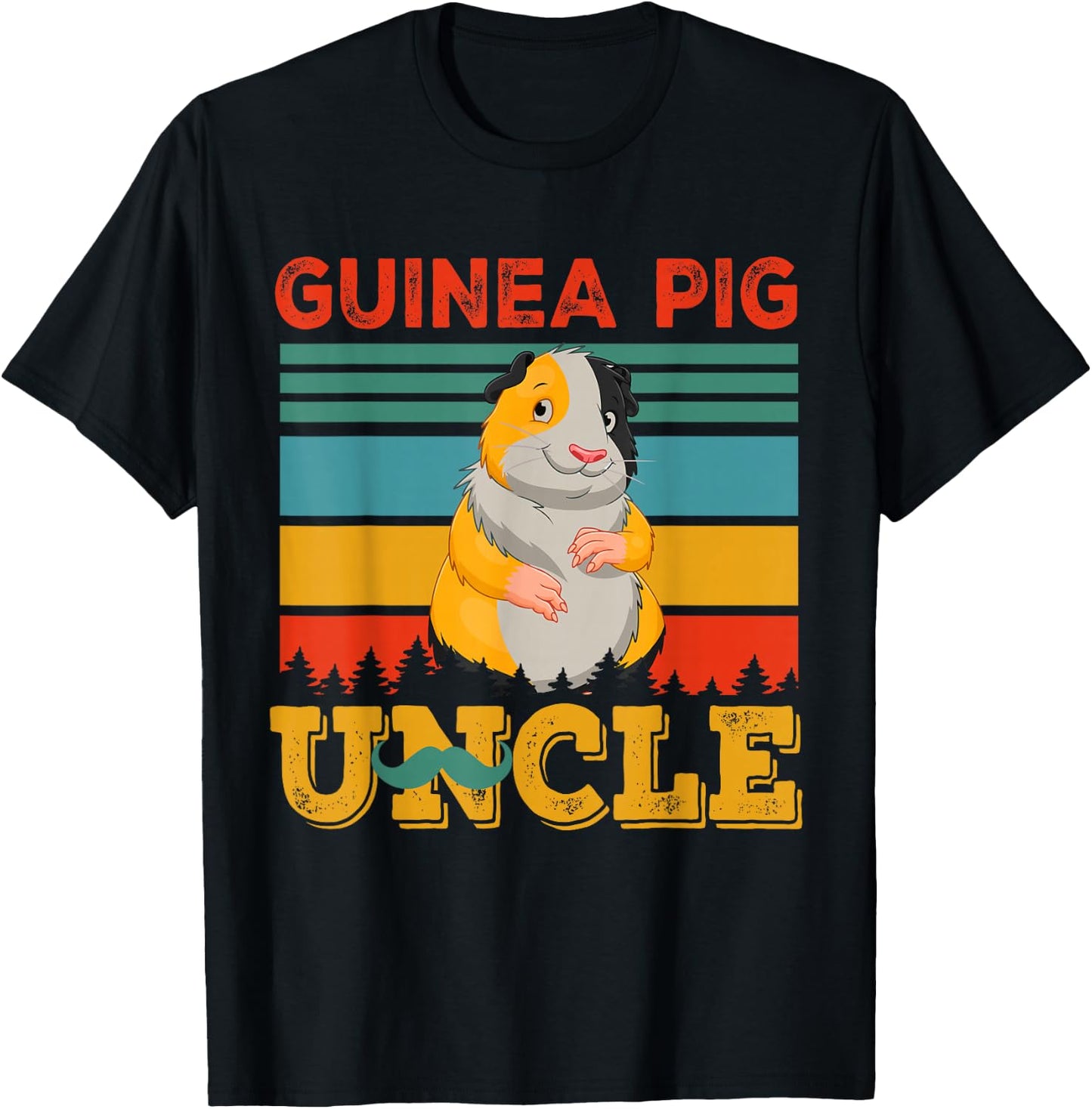 Vintage Retro Guinea Pig Uncle Matching Rodent Lover Family T-Shirt - T-Shirt | Black