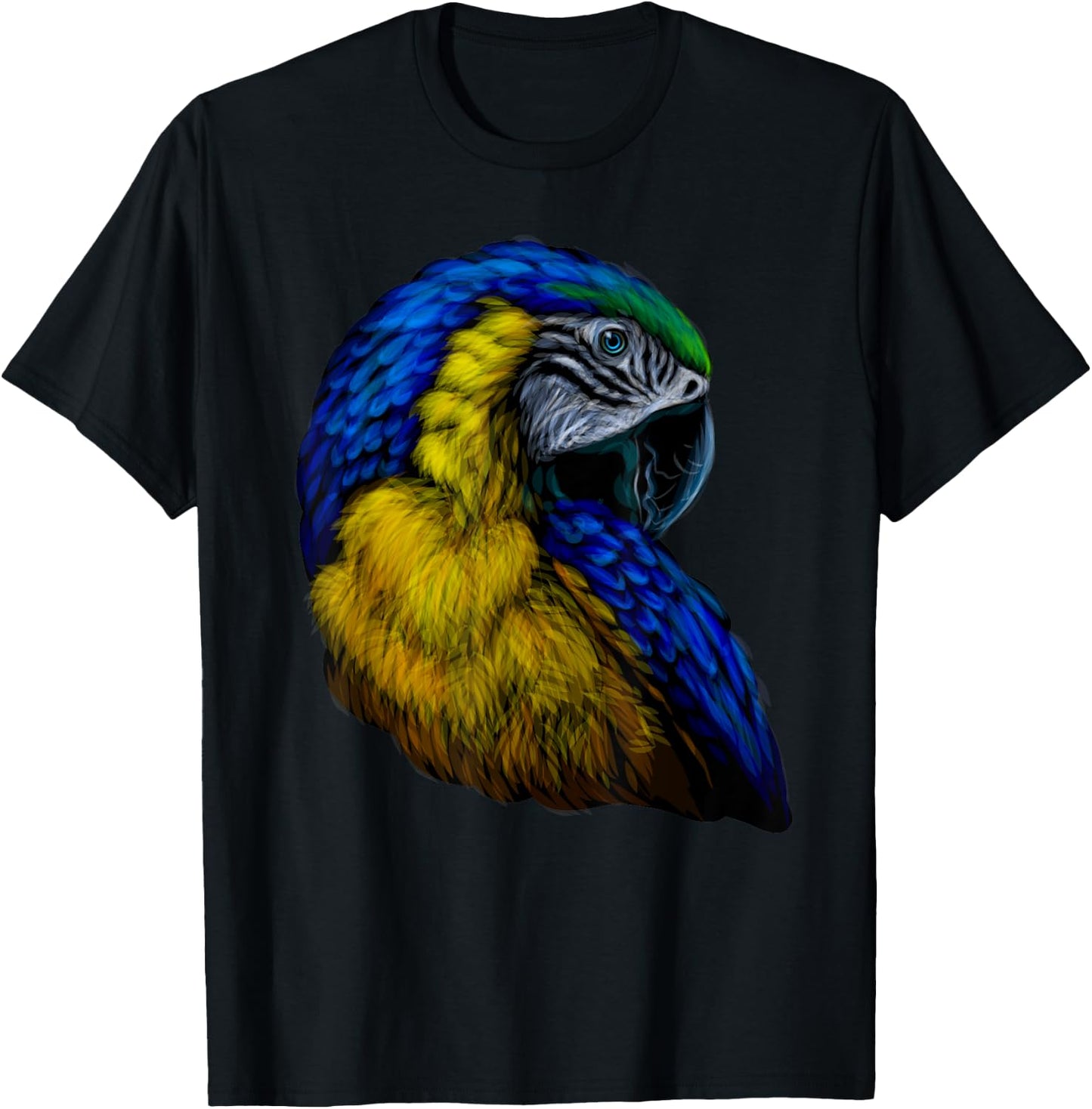 colorful scarlet Macaw parrot bird Hand drew for lovers Art T-Shirt - T-Shirt | Black