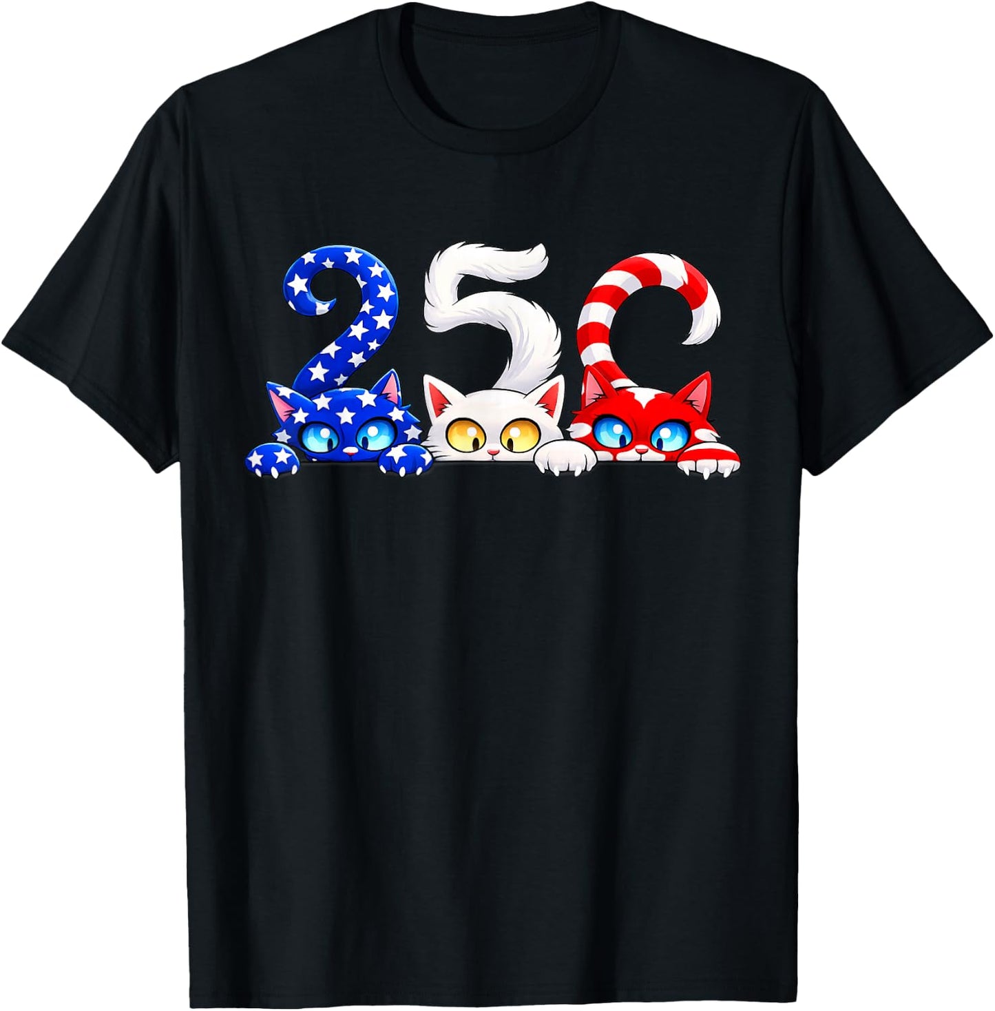 Cute Patriotic Cats 250th Independence Day 4th of July Women T-Shirt - T-Shirt | Black