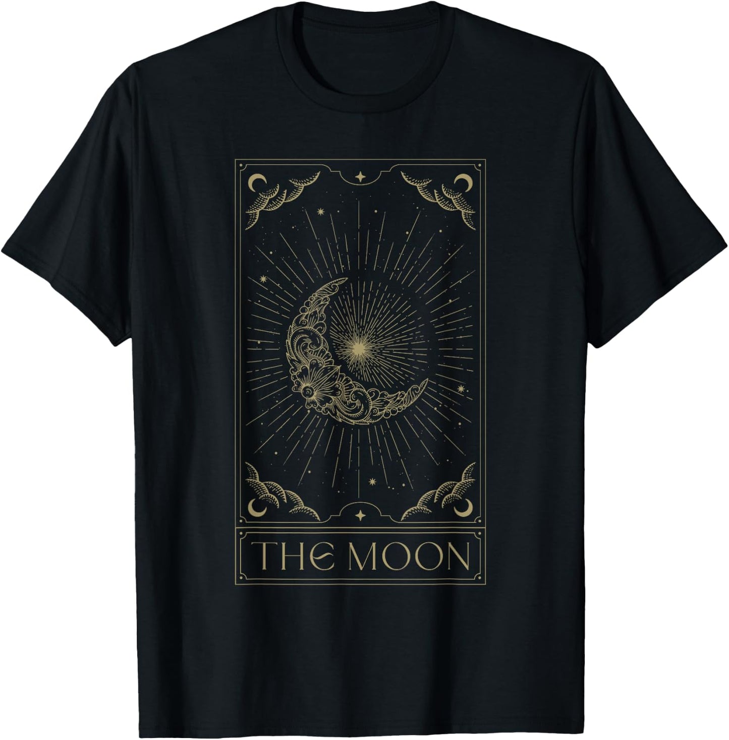 The Moon Tarot Card Half Moon Gothic Witchcraft Witchy T-Shirt - T-Shirt | Black