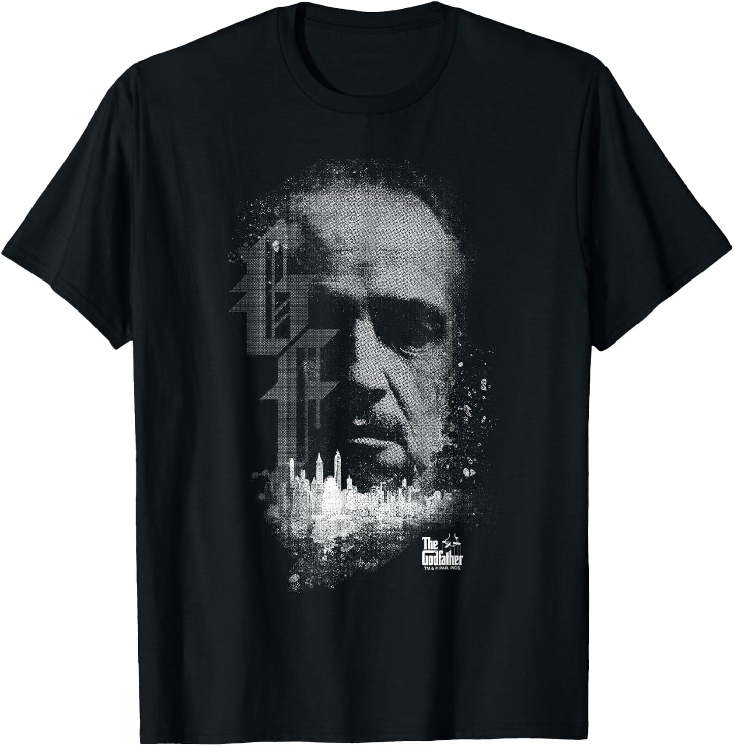 The Godfather Vito Corleone Head City Skyline Silhouette T-Shirt - T-Shirt | Black