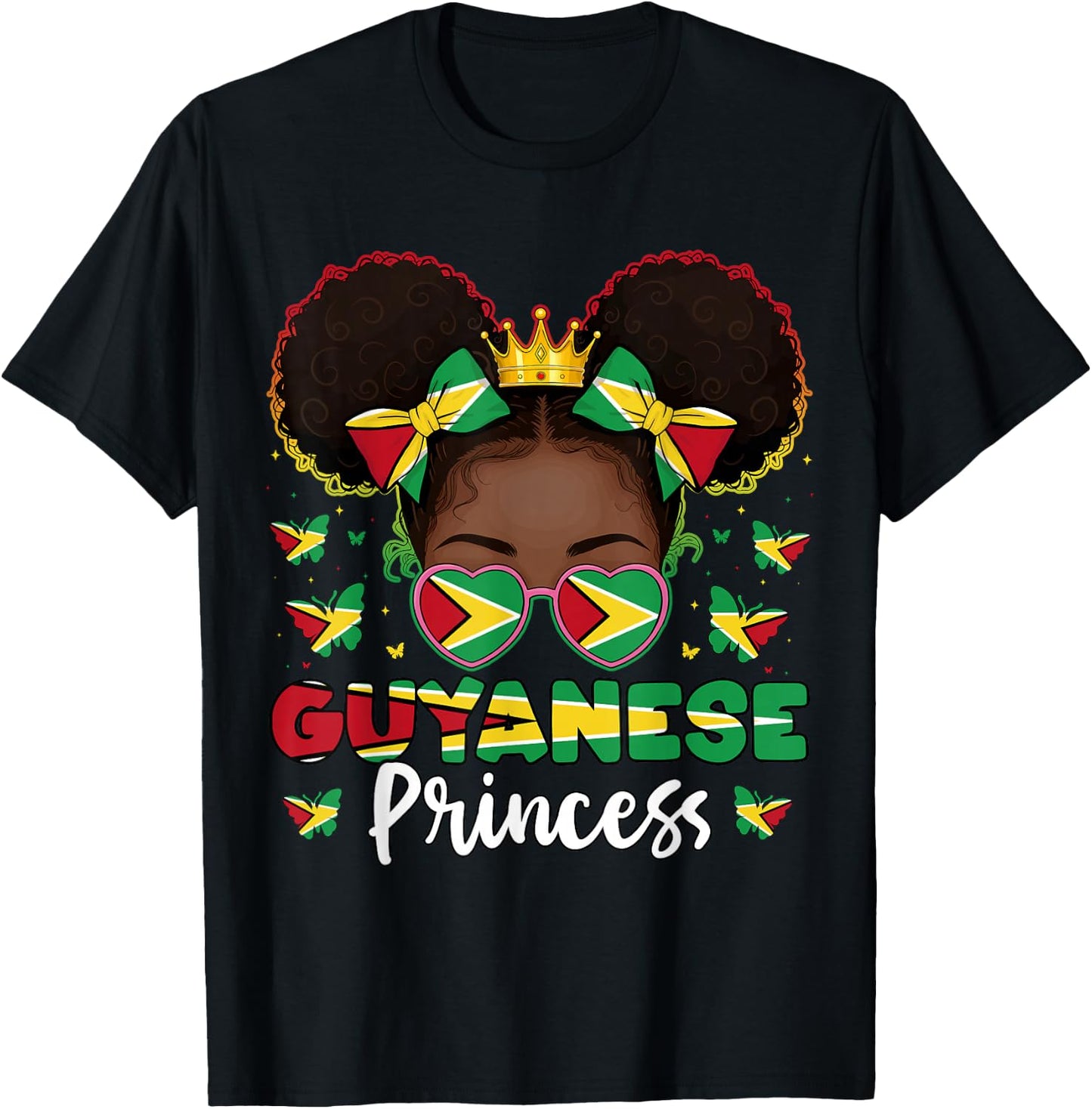 Drapeau Guyanais Princesse Guyane Fière Guyanaise Femme Guyanaise T-Shirt - T-Shirt | Black