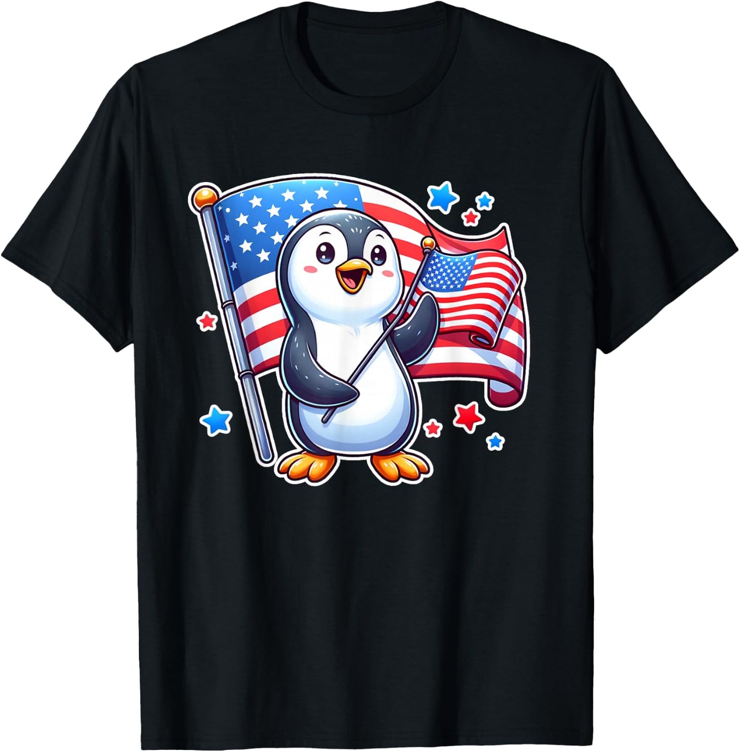 USA Patriotic Penguin Patriot 4th Of July T-Shirt - T-Shirt | Black
