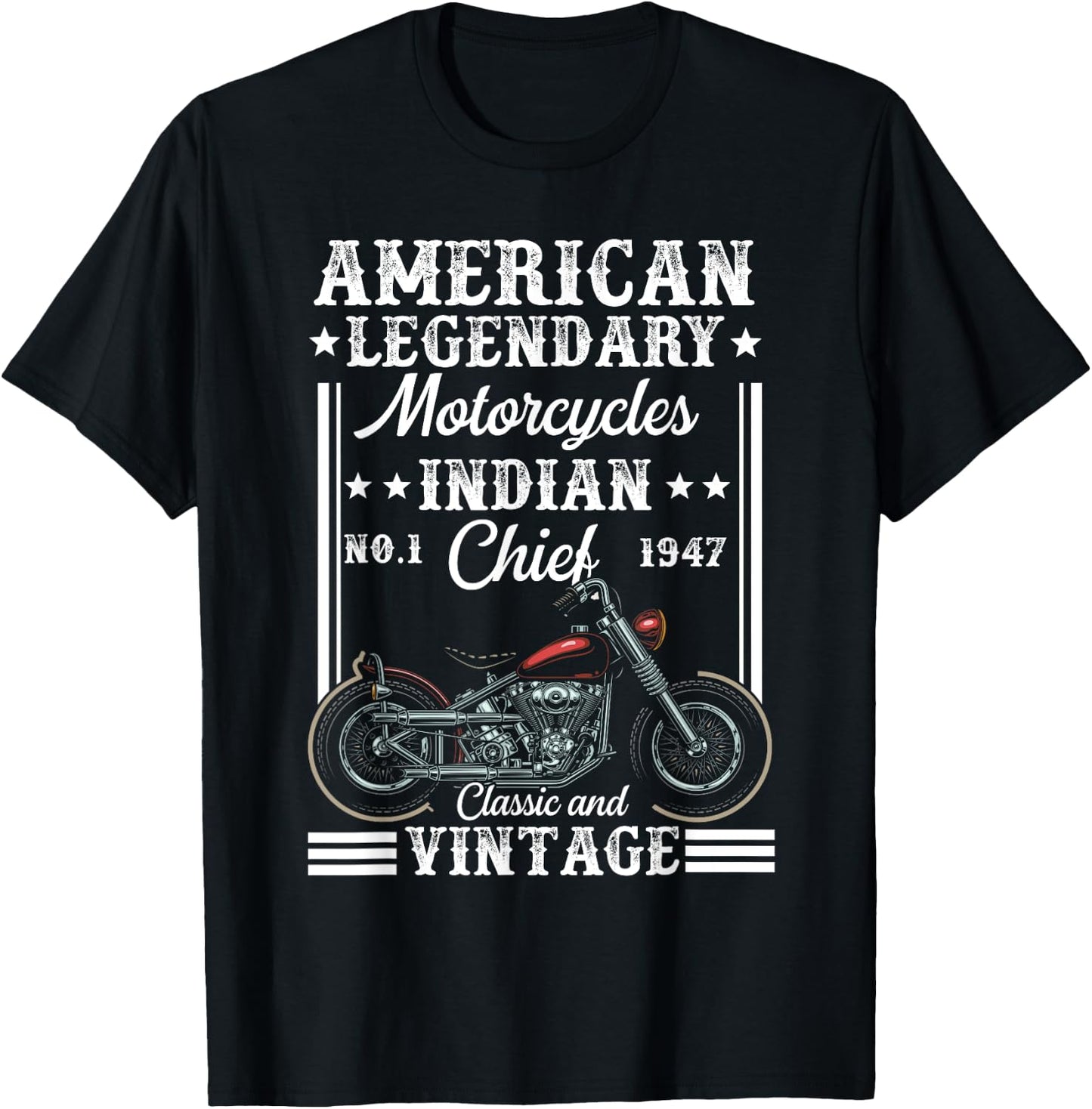 Vintage Patriotic Motorcycle Indian Bike T-Shirt - T-Shirt | Black