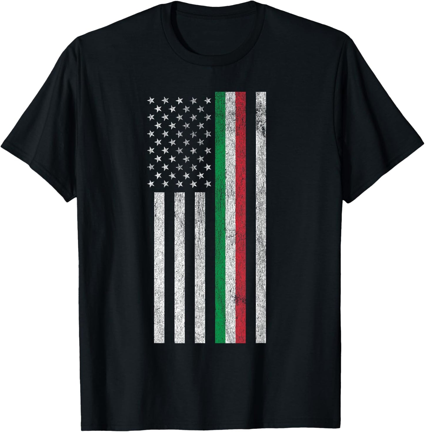 Italian American Pride - American Flag Tricolore T-Shirt - T-Shirt | Black