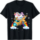 Unicorn Riding Spaceship Women Men Kids Teens Boys Girls T-Shirt - T-Shirt | Black