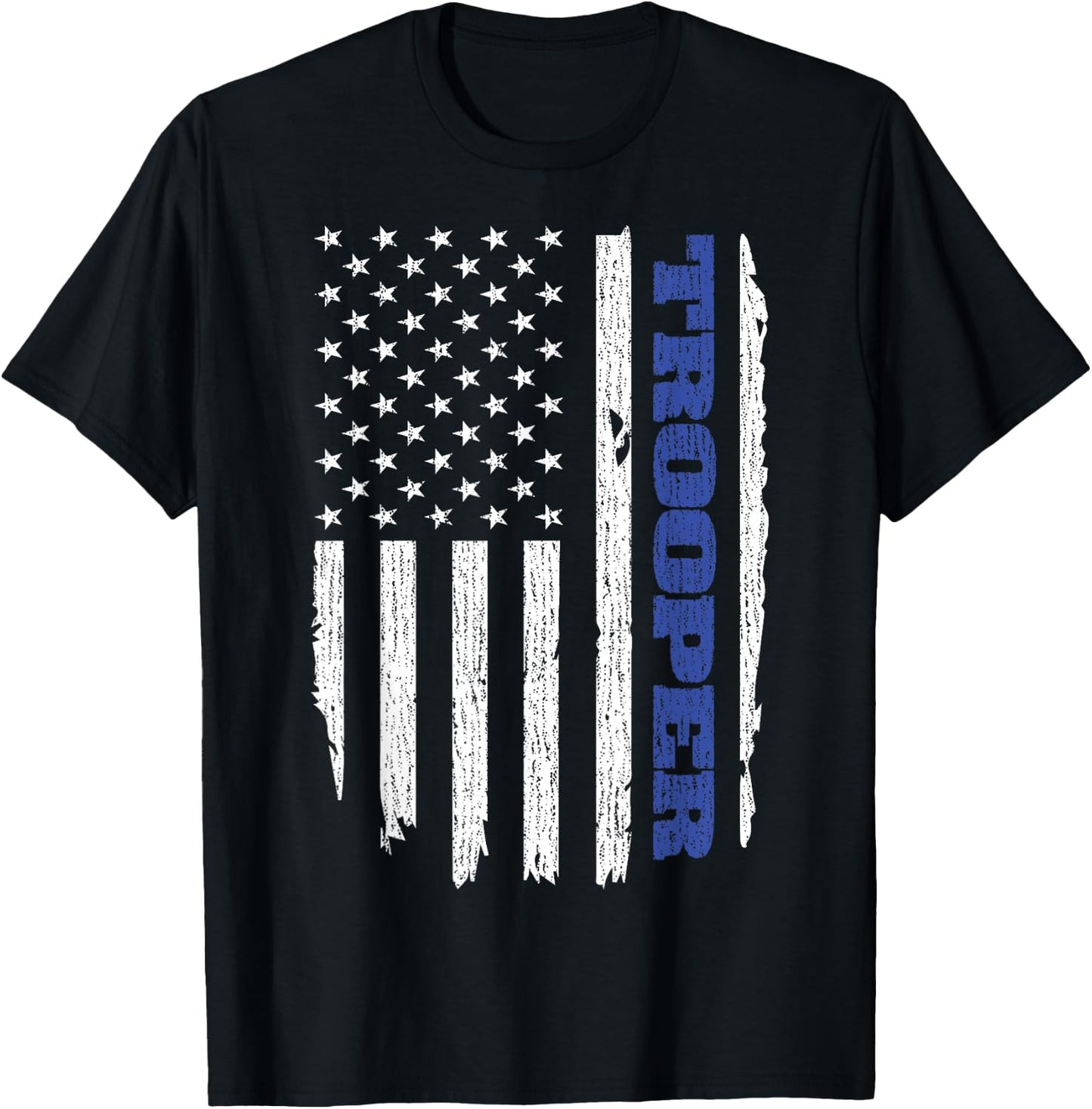 State Trooper Police Thin Blue Line USA Flag T-Shirt - T-Shirt | Black