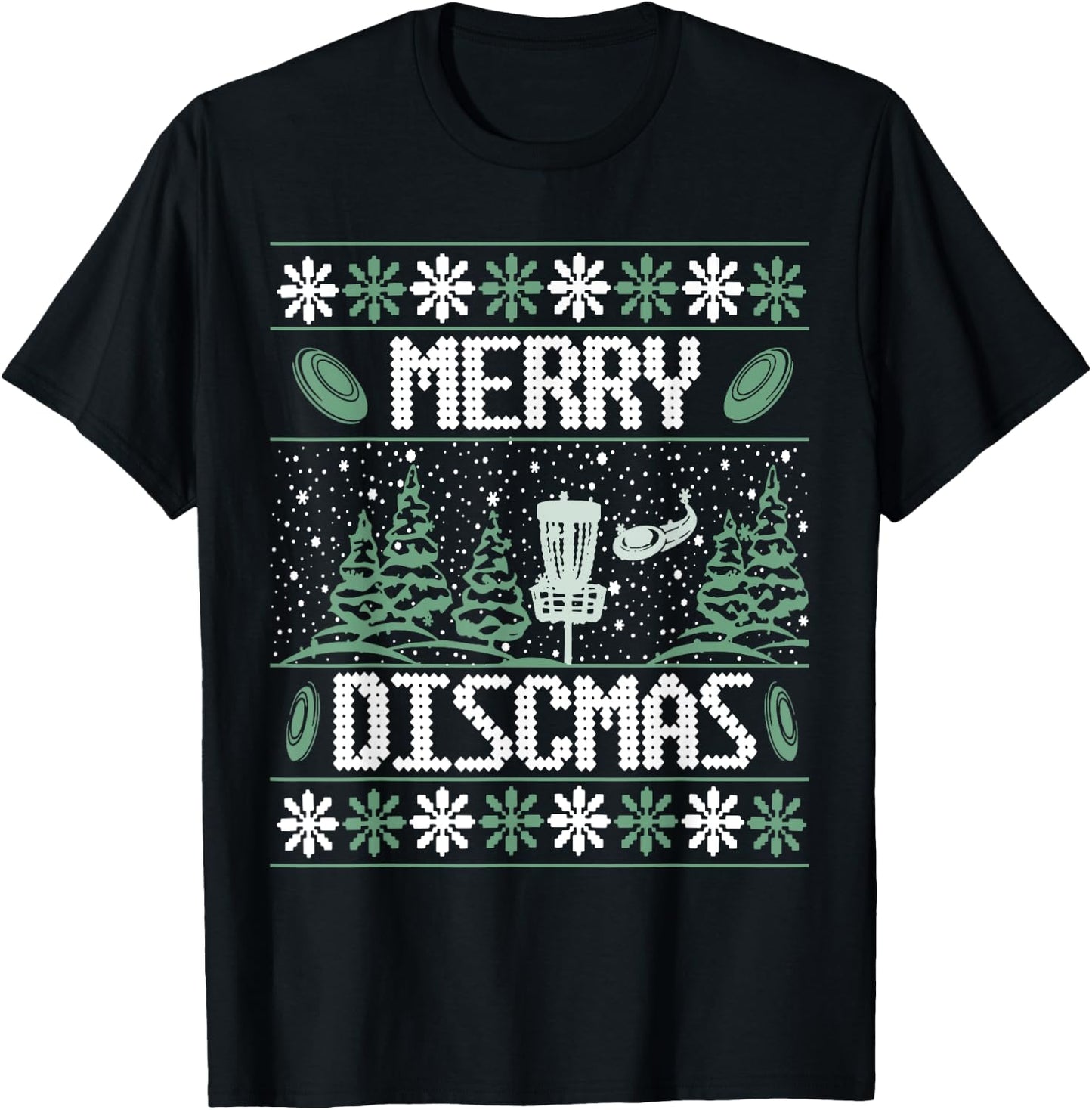 Vintage Disc Golf Ugly Christmas Merry Discmas Party T-Shirt - T-Shirt | Black