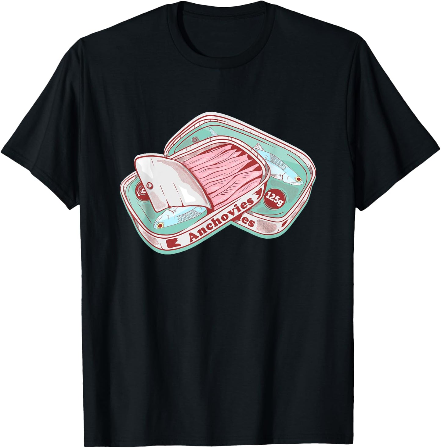 Foodie design Anchovies Tin Can - Women's -Adults Classic Fit Short Sleeve Black - Small T-Shirt - T-Shirt | Black