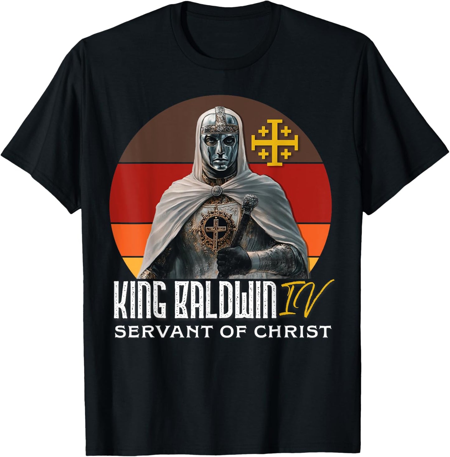 King Baldwin IV Jerusalem Cross Catholic T-Shirt - T-Shirt | Black