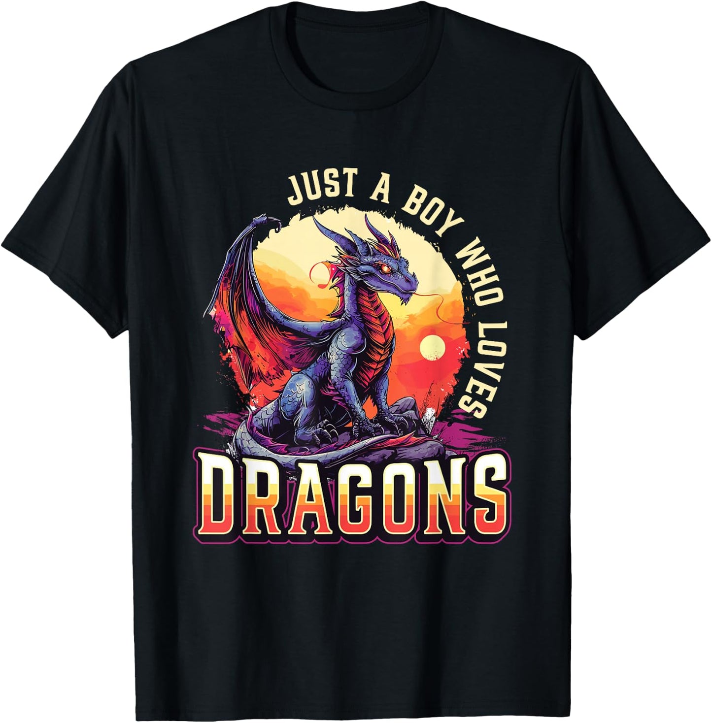 Just A Boy Who Loves Dragons - Boys Dragon T-Shirt - T-Shirt | Black
