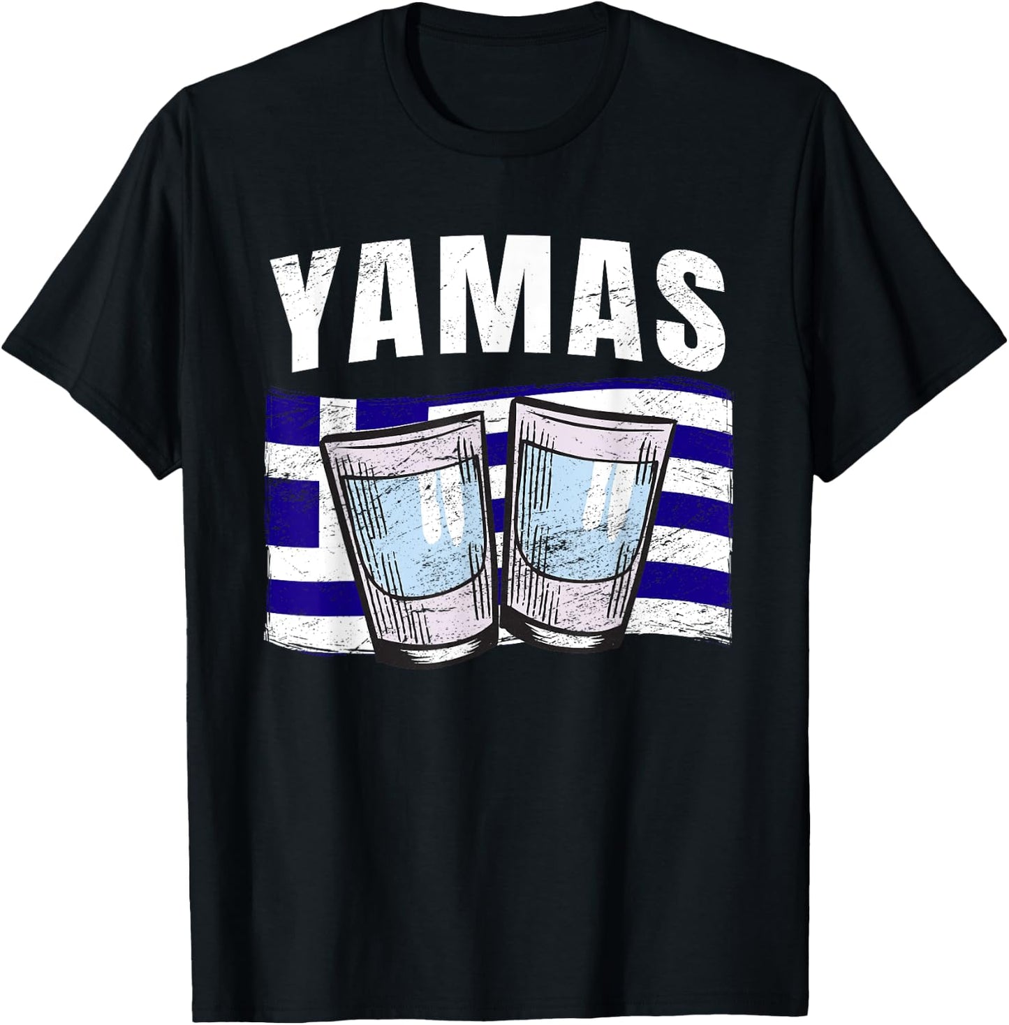 Yamas Cheers Grèce Toast Ouzo humoristique en langue grecque T-Shirt - T-Shirt | Black