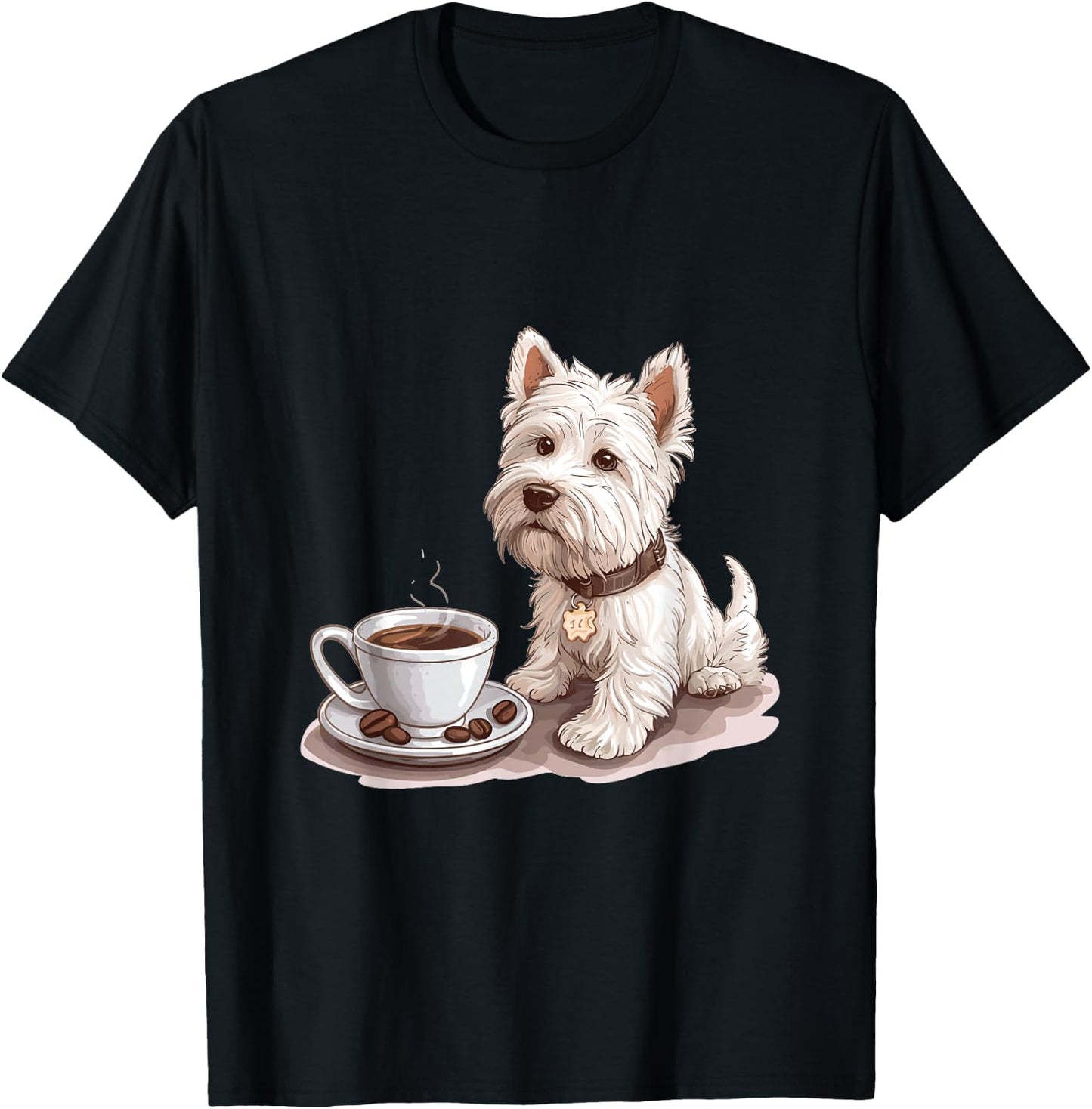 West Highland White Terrier Coffee Dog Breed Westie T-Shirt - T-Shirt | Black